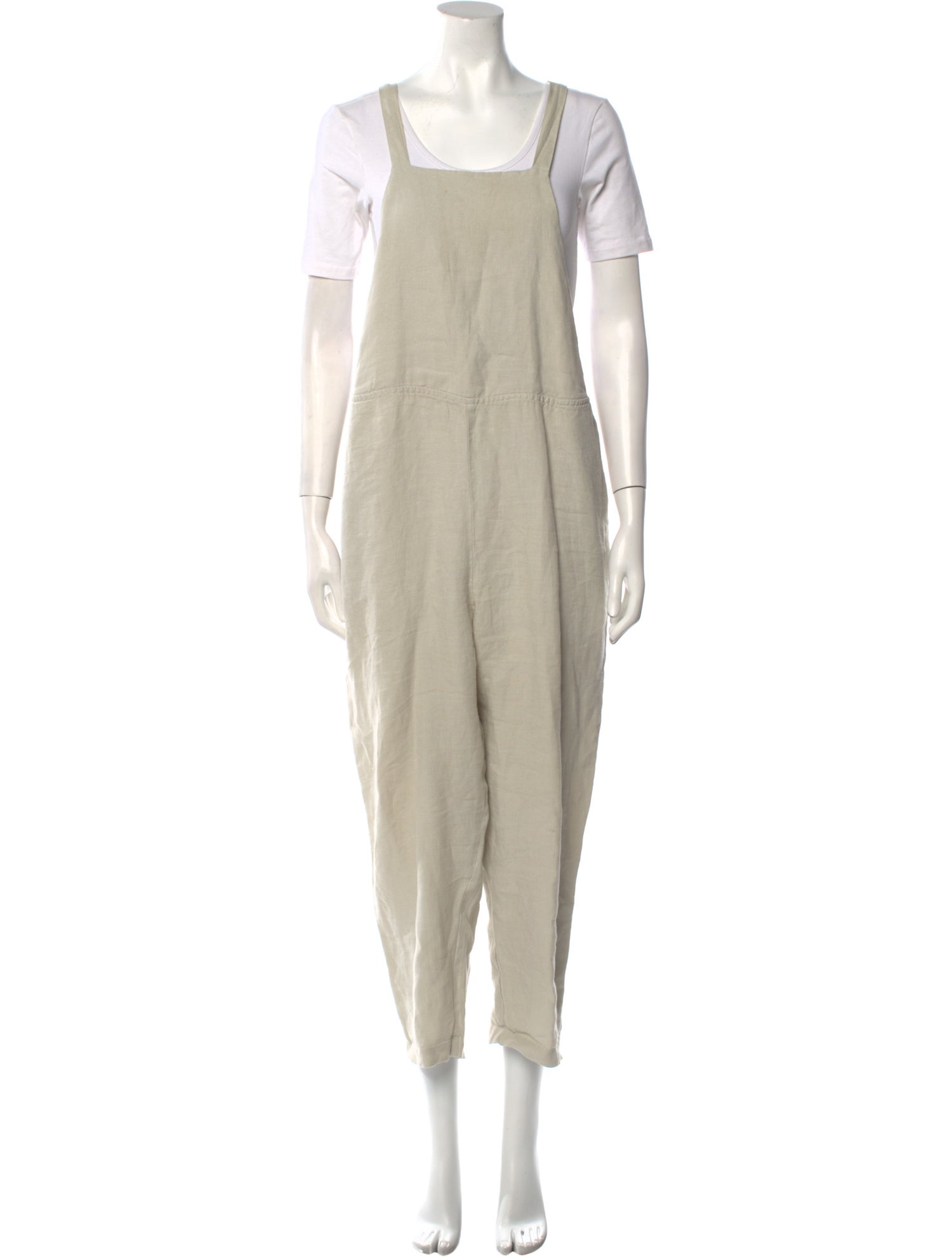 Black Crane Linen Square Neckline Jumpsuit