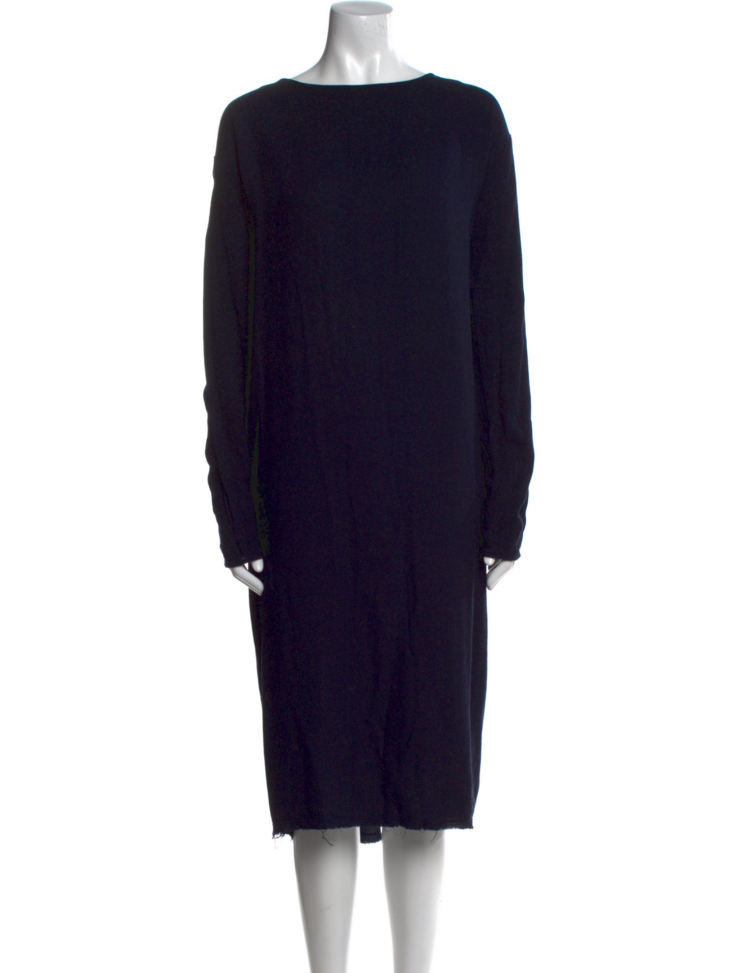 Black Crane Bateau Neckline Midi Length Dress