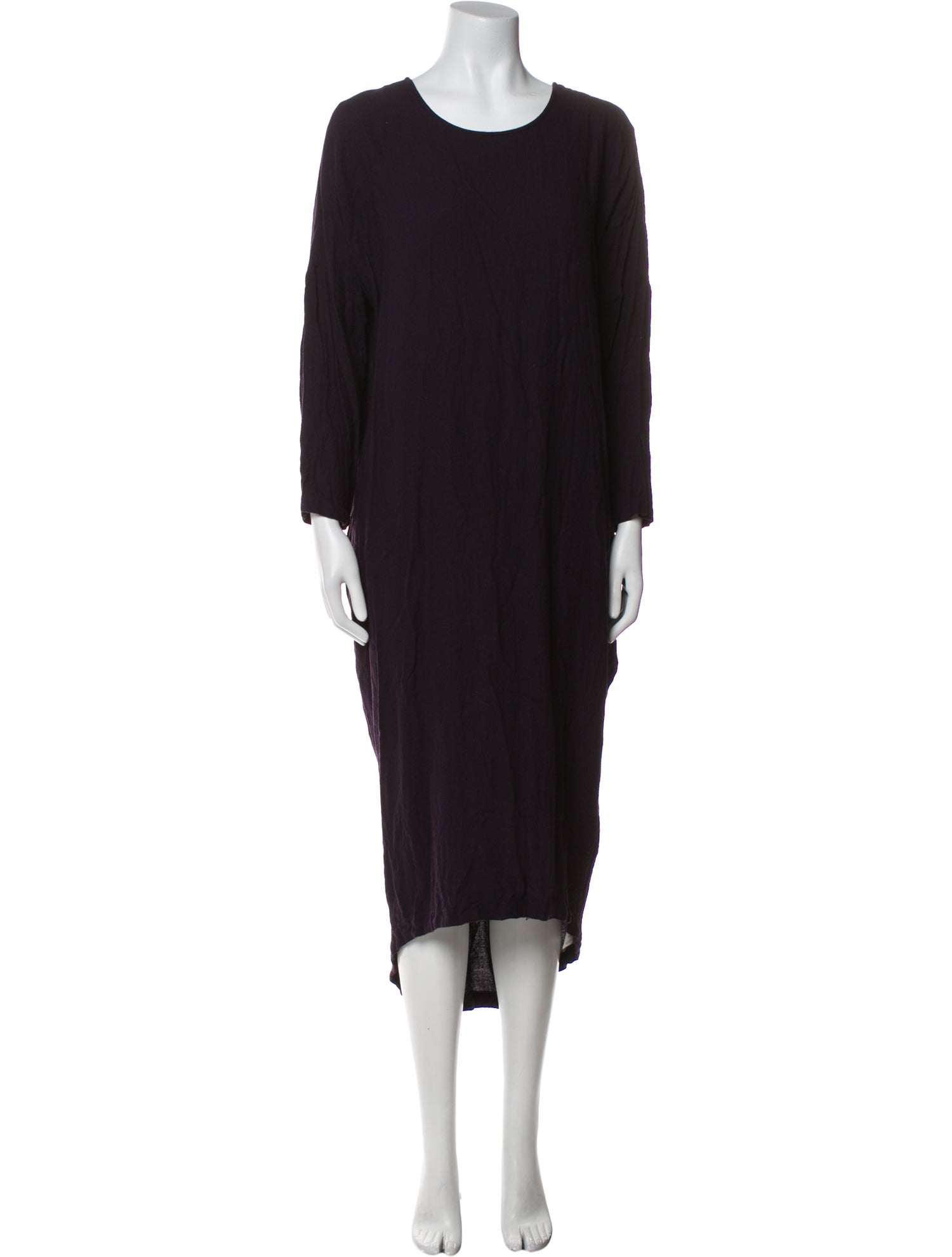 Black Crane Scoop Neck Midi Length Dress