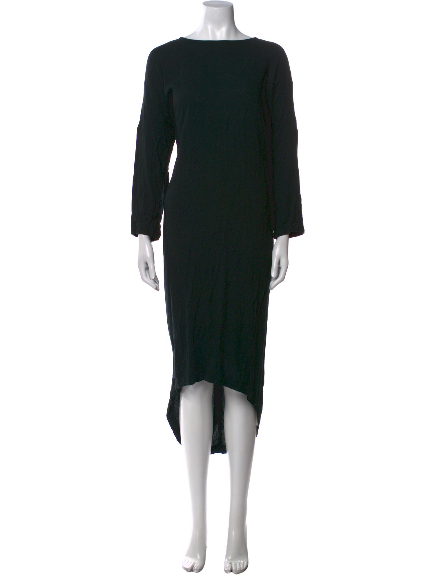 Black Crane Bateau Neckline Long Dress