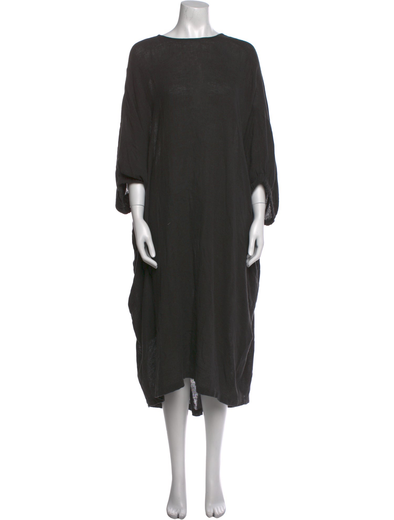 Black Crane Bateau Neckline Midi Length Dress