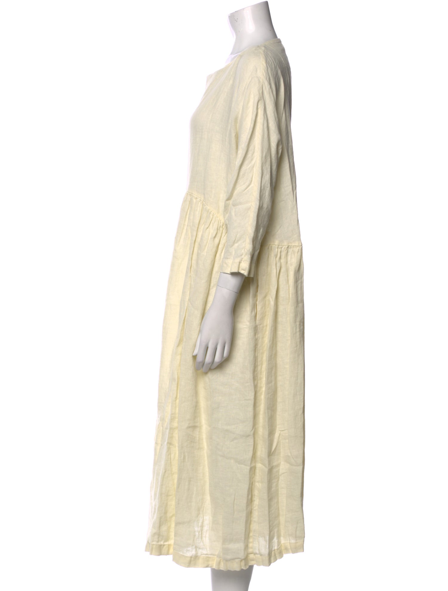 Black Crane Linen Long Dress