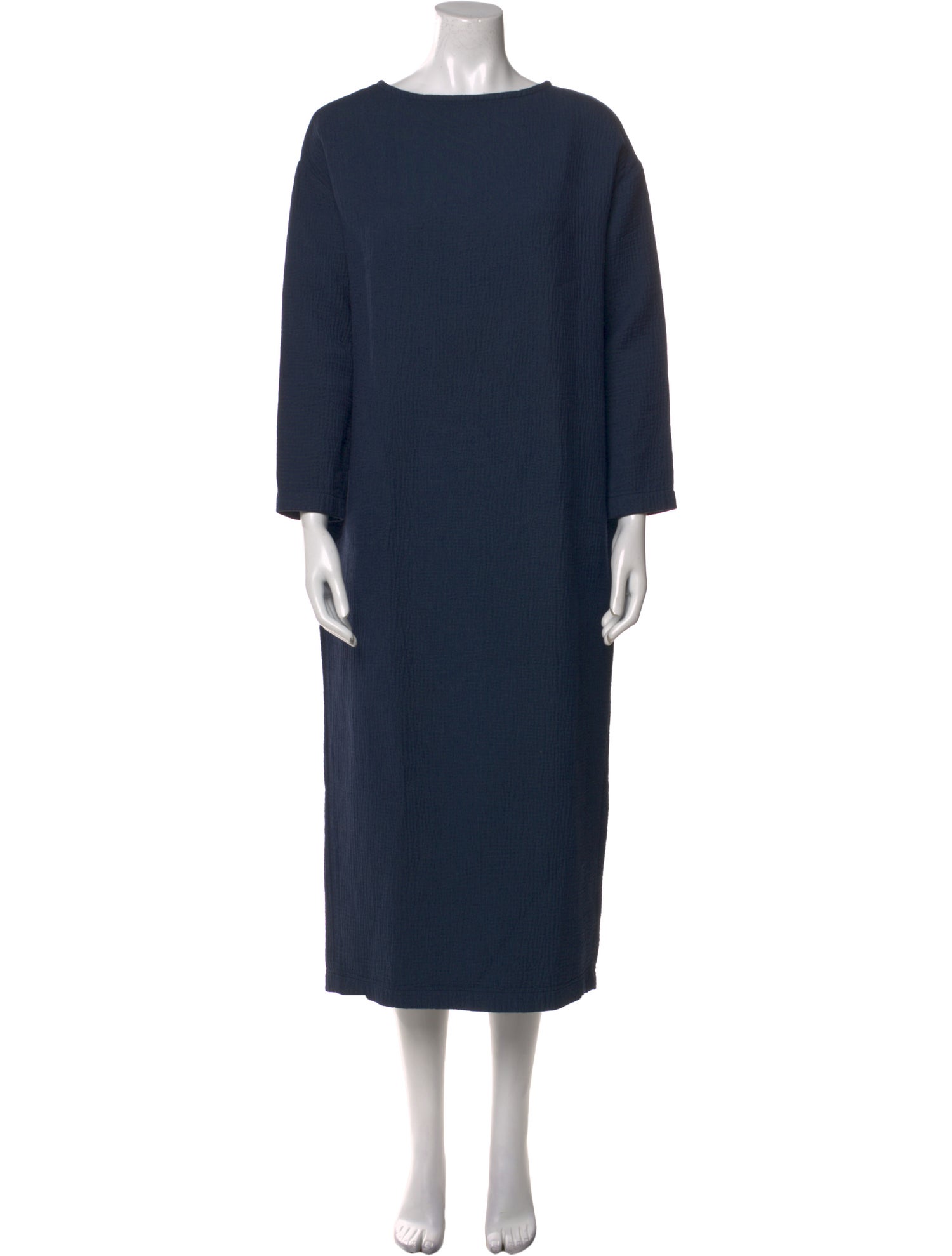 Black Crane Bateau Neckline Midi Length Dress