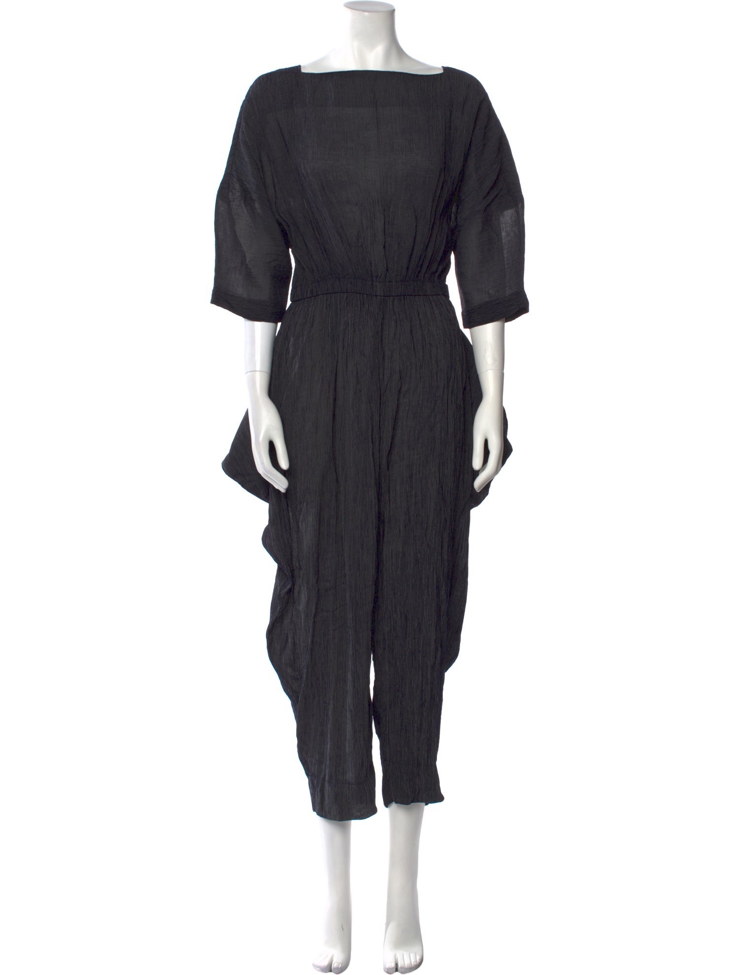Black Crane Square Neckline Jumpsuit
