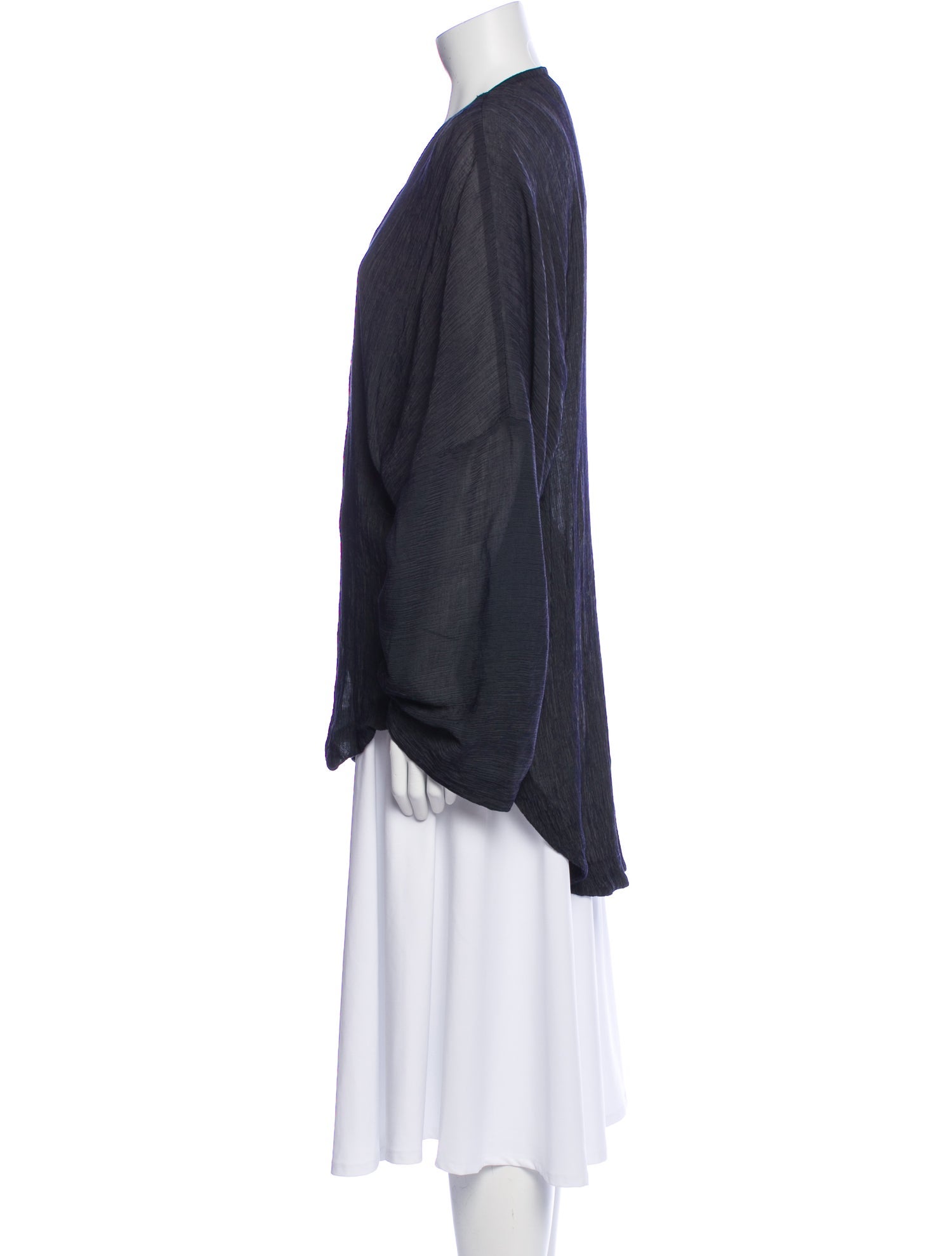 Black Crane V-Neck Long Sleeve Blouse