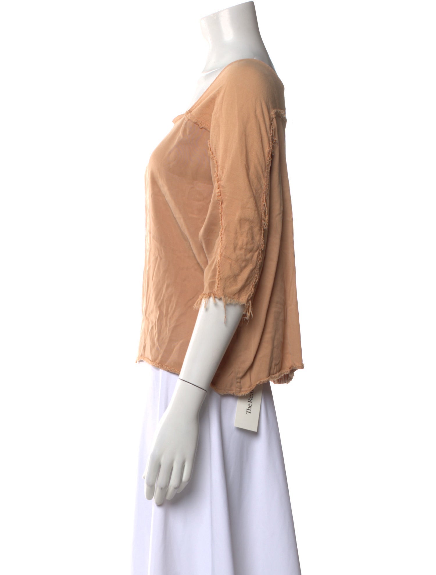 Black Crane Linen Square Neckline Blouse