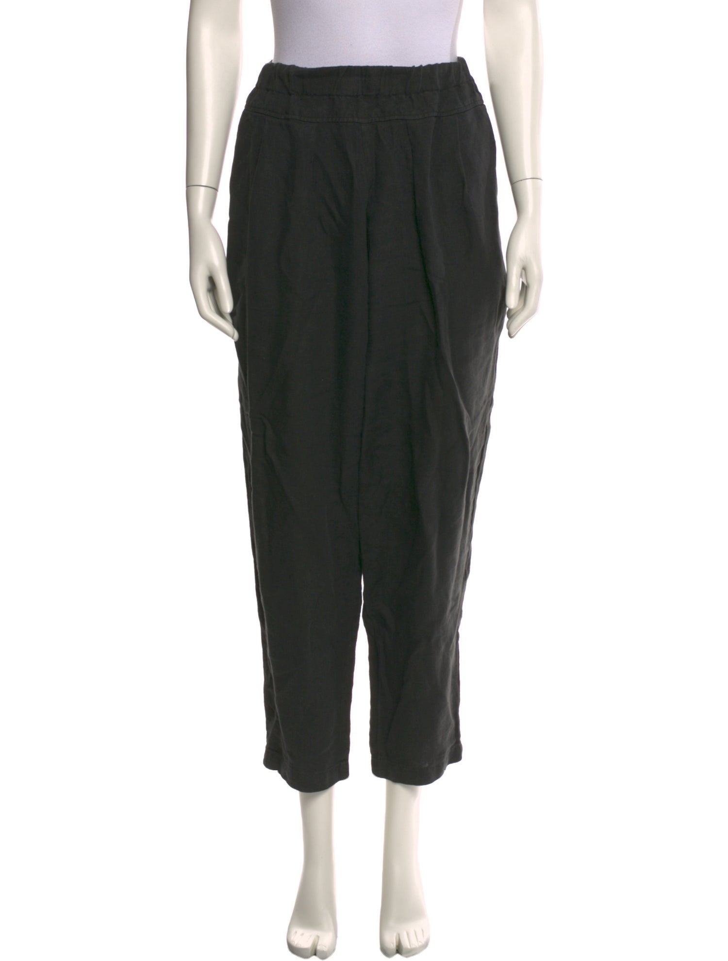 Black Crane Linen Straight Leg Pants