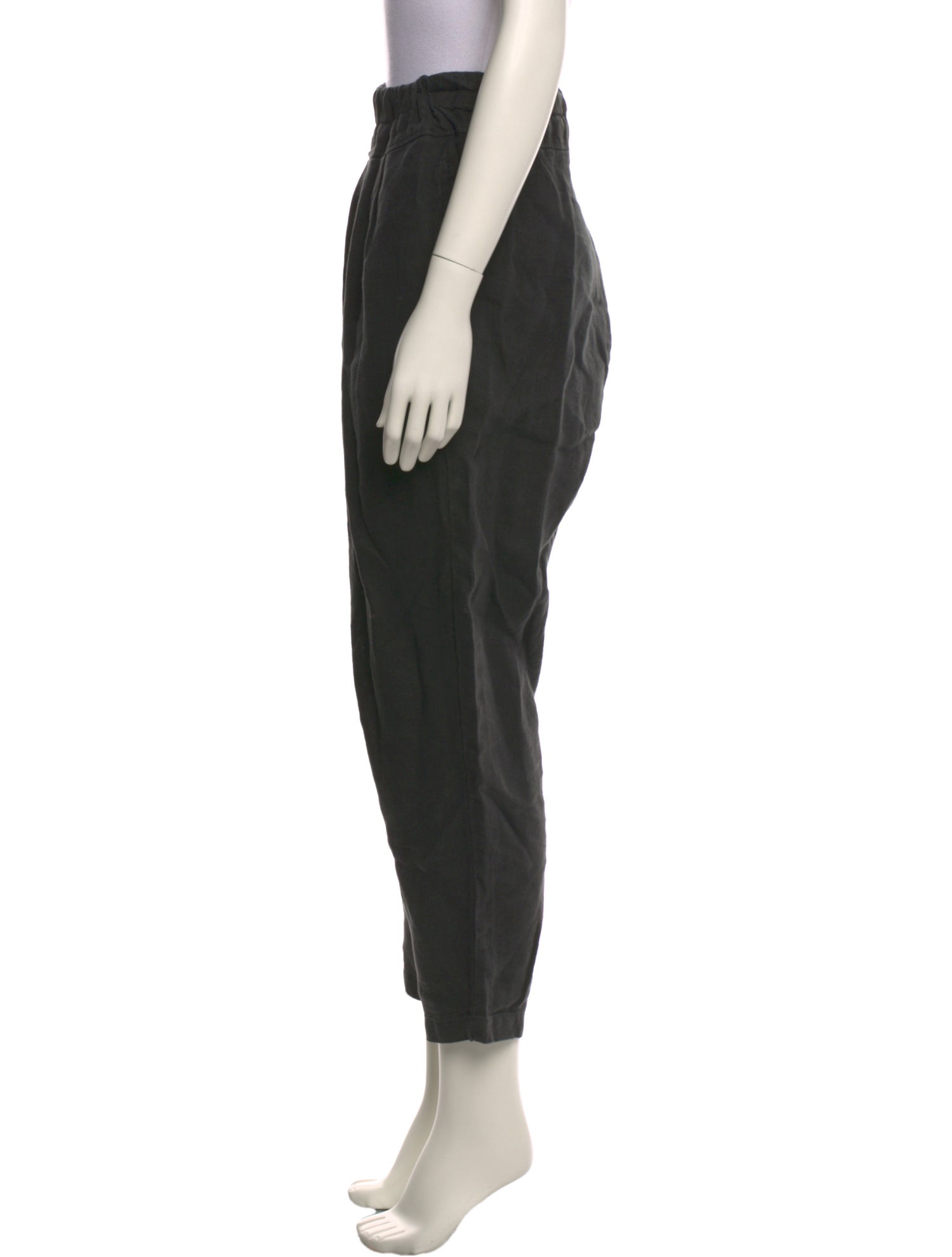 Black Crane Linen Straight Leg Pants