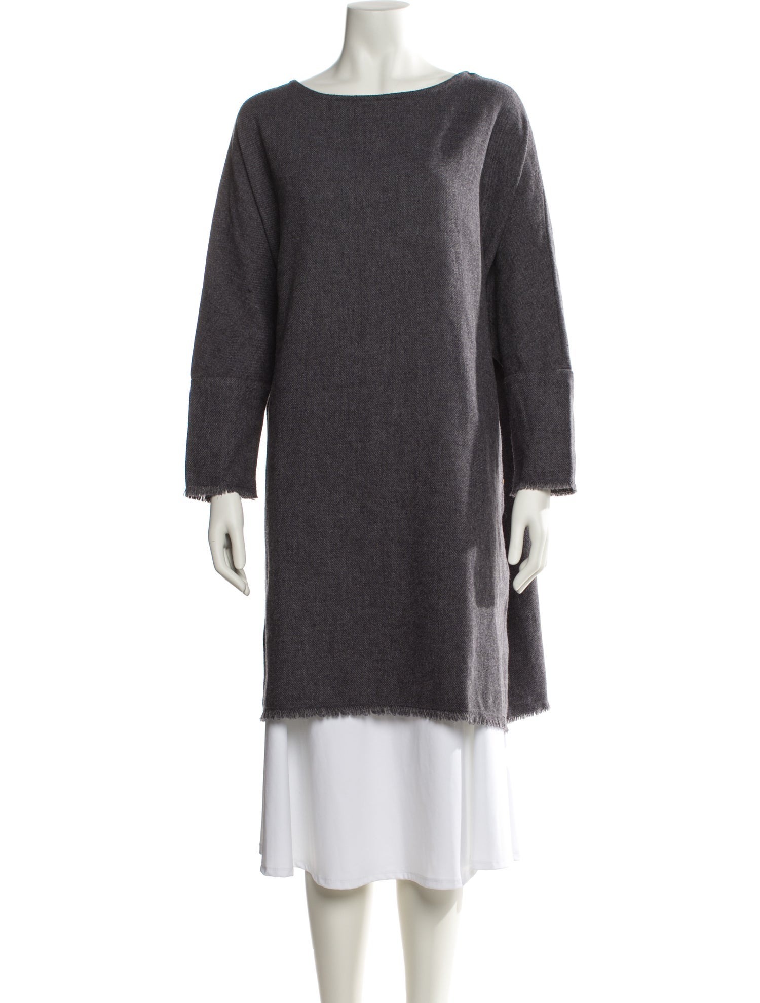 Black Crane Bateau Neckline Midi Length Dress