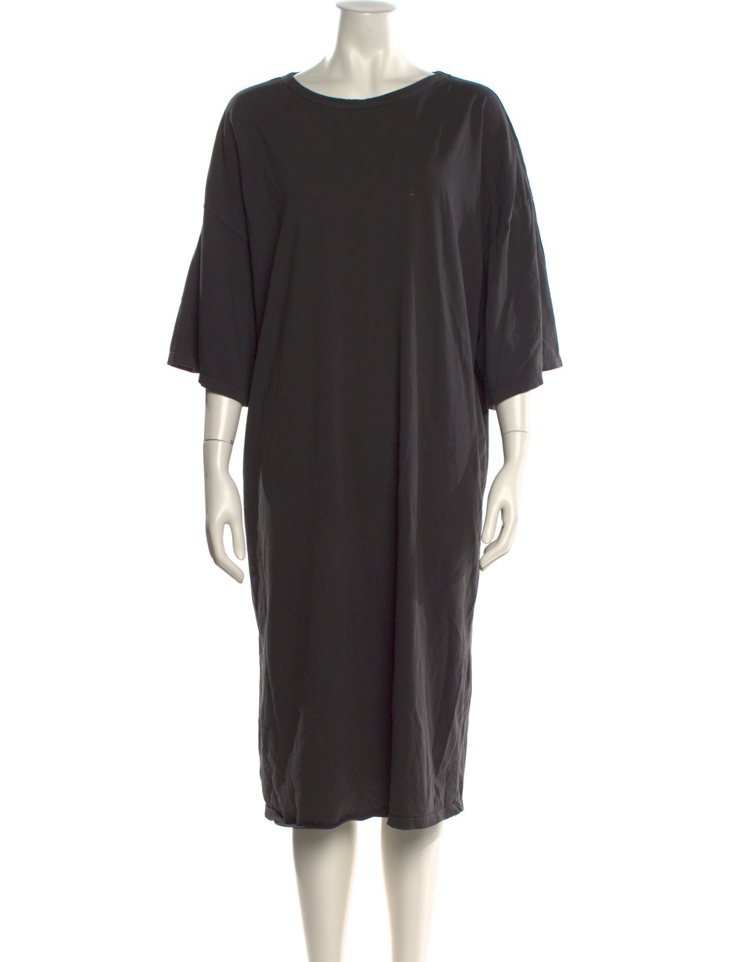 Black Crane Bateau Neckline Midi Length Dress