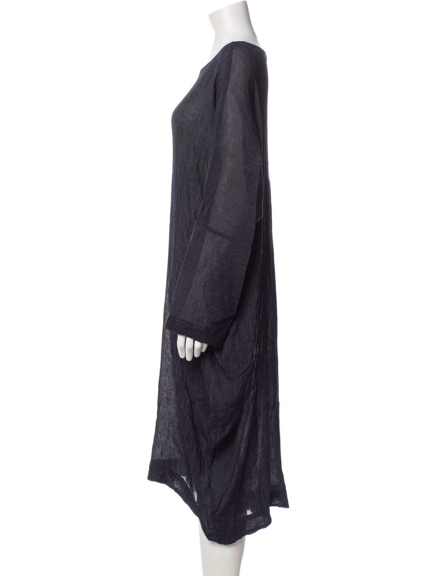 Black Crane Bateau Neckline Midi Length Dress