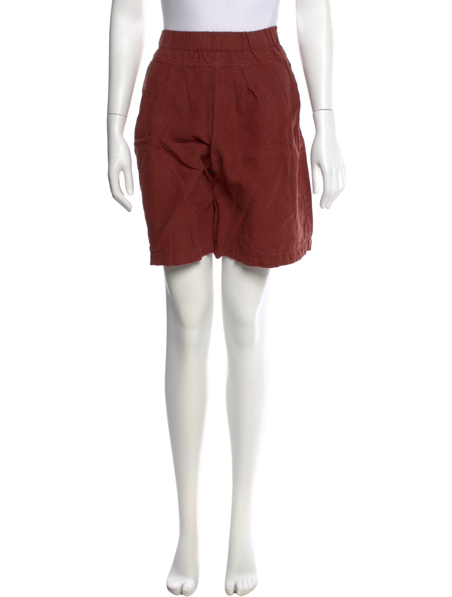 Black Crane Linen Knee-Length Shorts