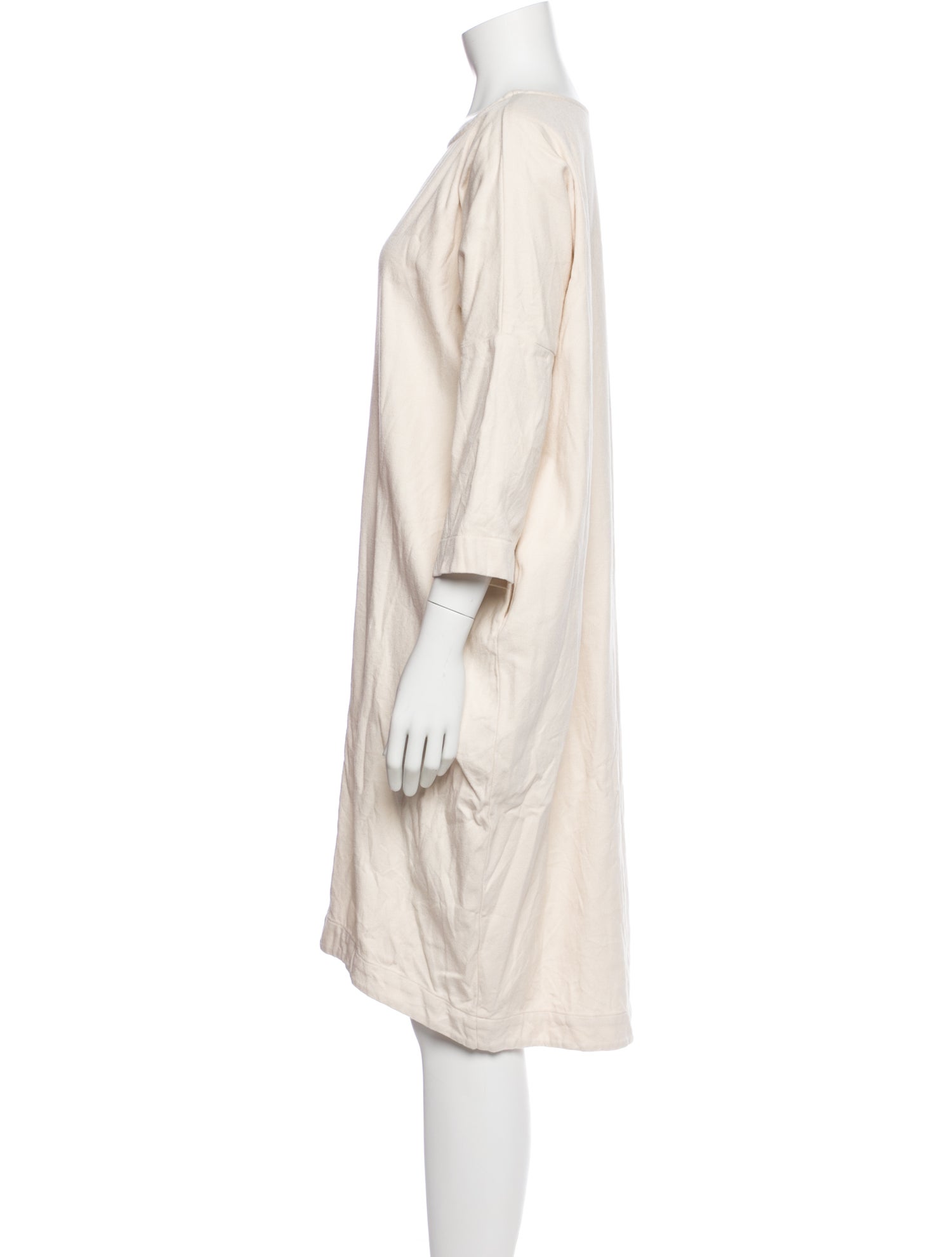 Black Crane Bateau Neckline Midi Length Dress