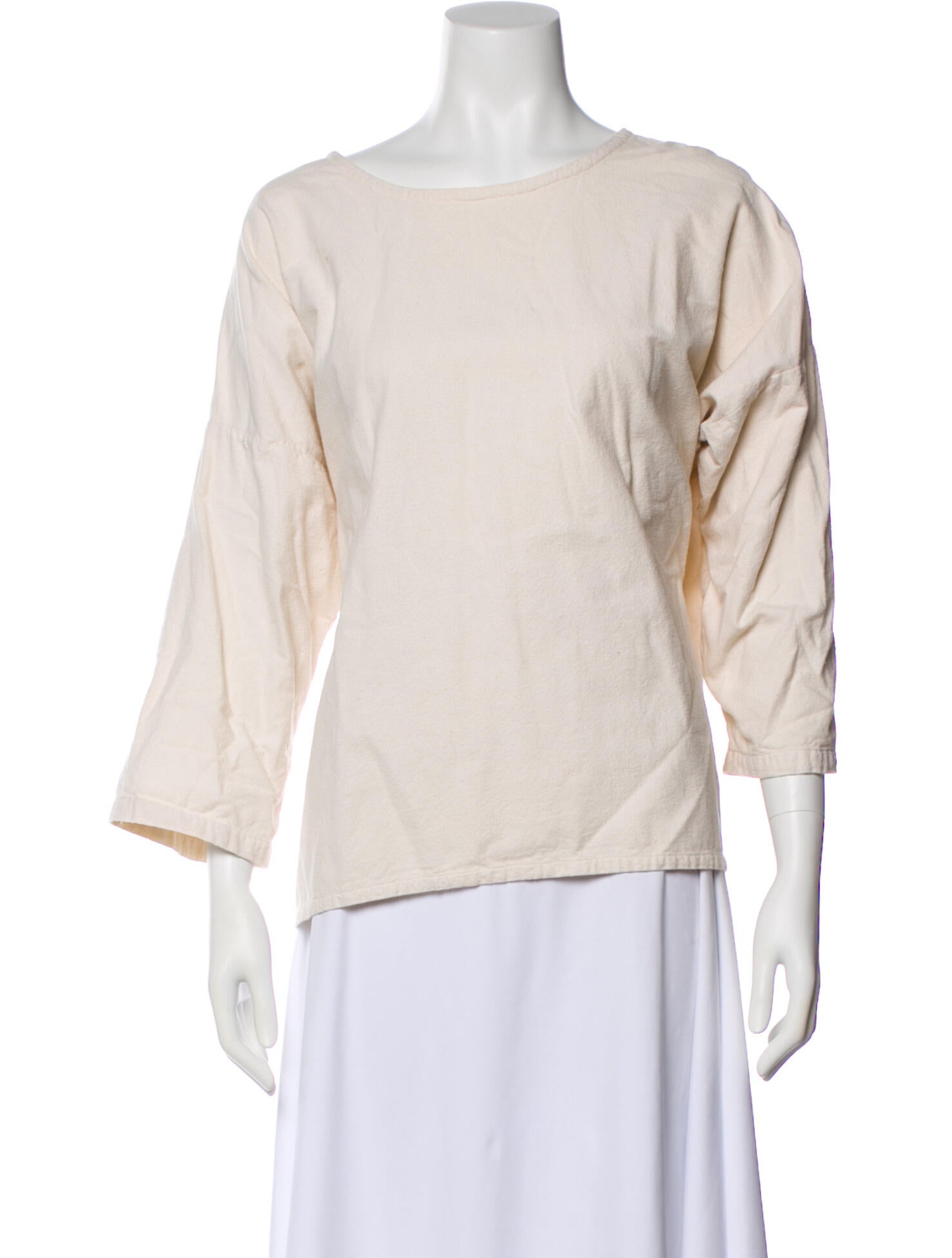 Black Crane Bateau Neckline Three-Quarter Sleeve Top