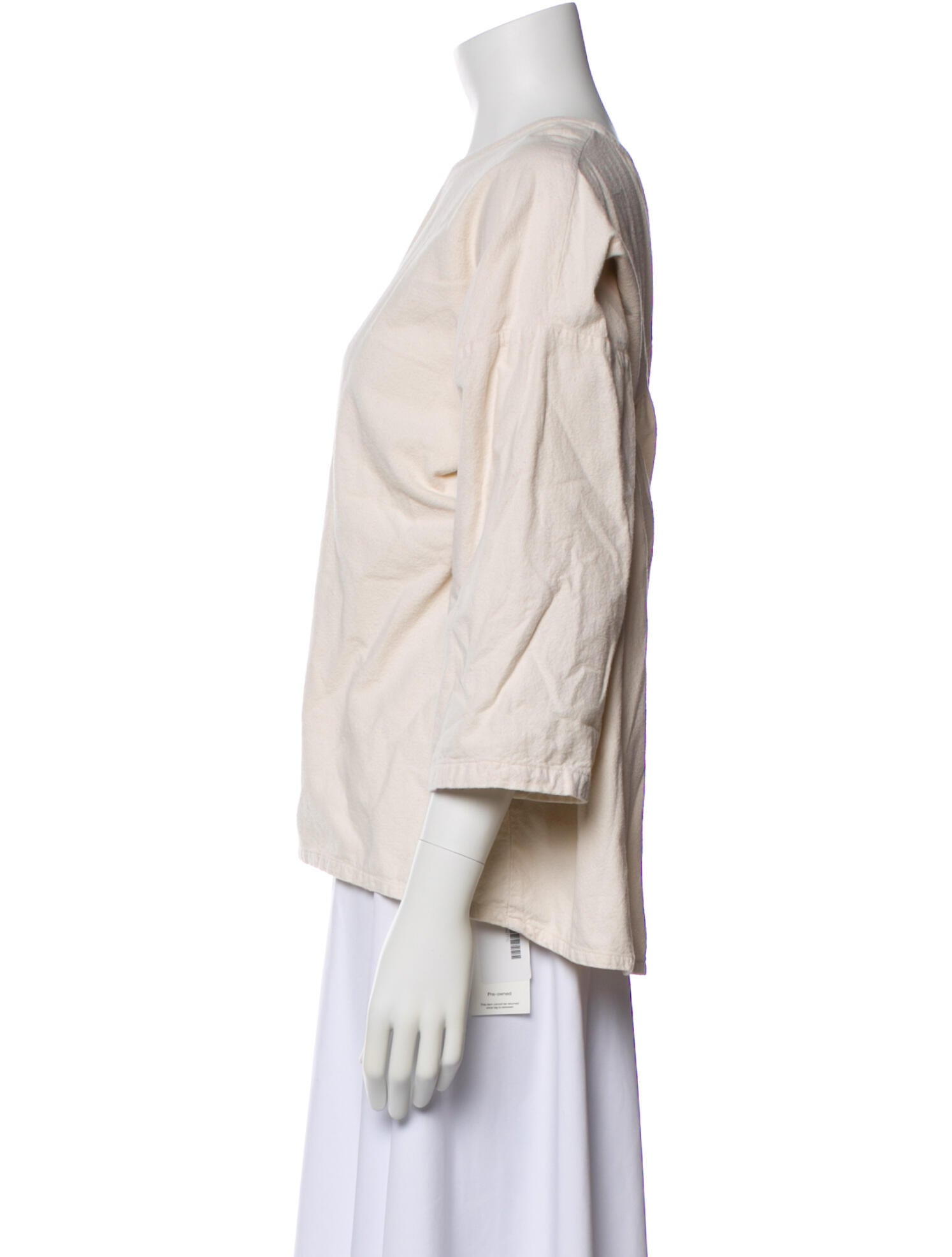 Black Crane Bateau Neckline Three-Quarter Sleeve Top