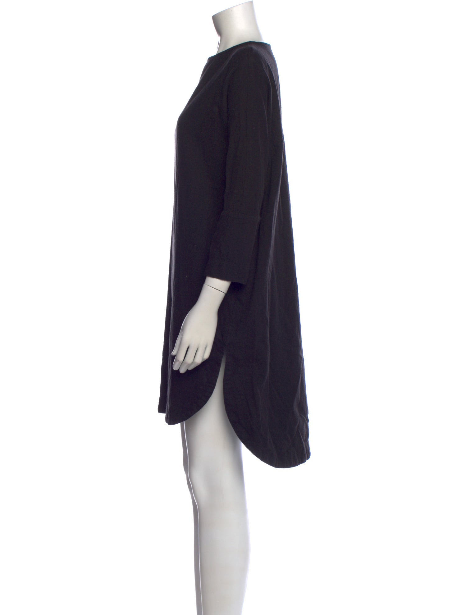 Black Crane Bateau Neckline Knee-Length Dress