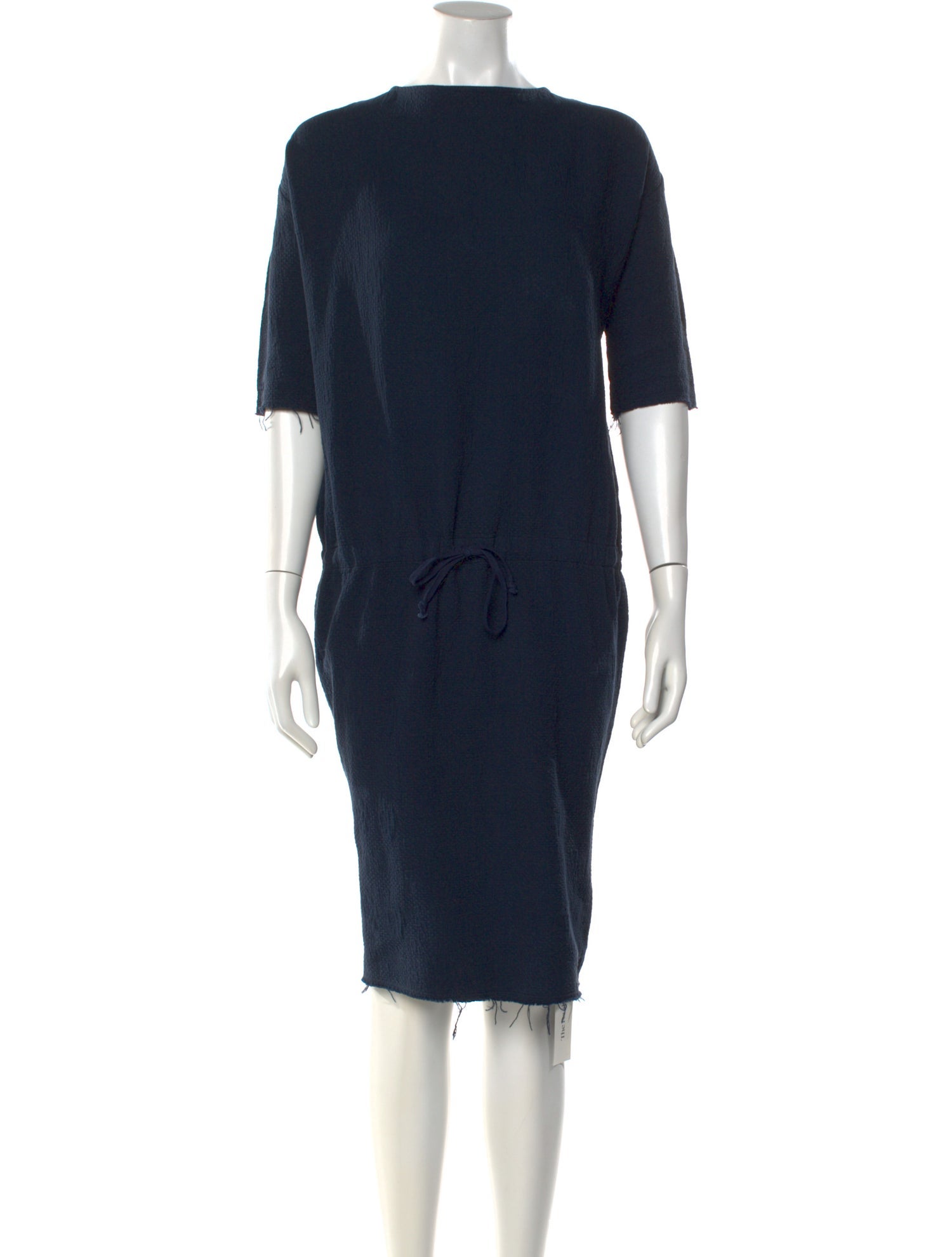 Black Crane Bateau Neckline Midi Length Dress