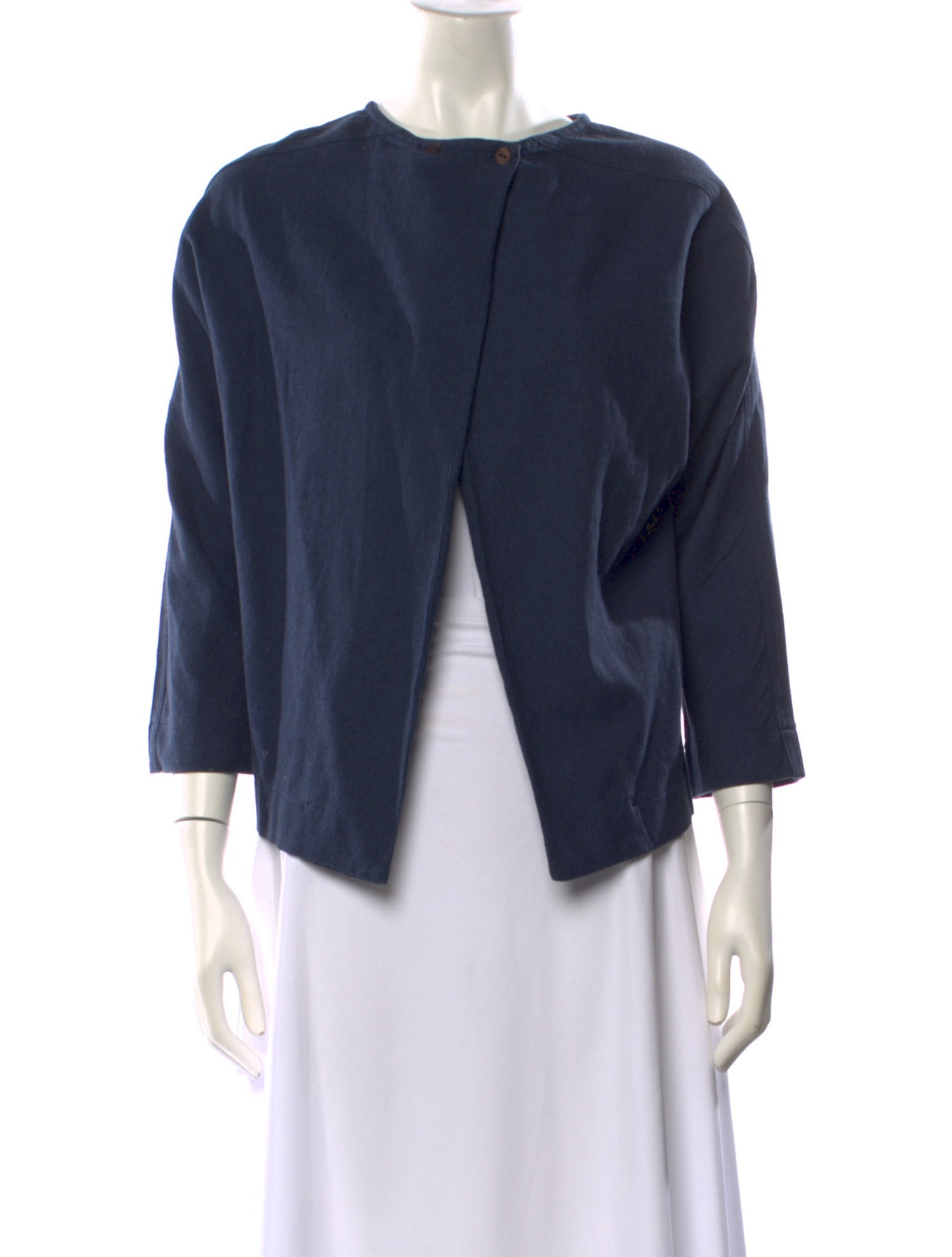 Black Crane Crew Neck Three-Quarter Sleeve Top