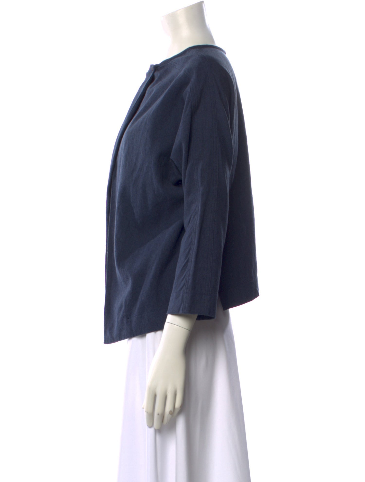 Black Crane Crew Neck Three-Quarter Sleeve Top