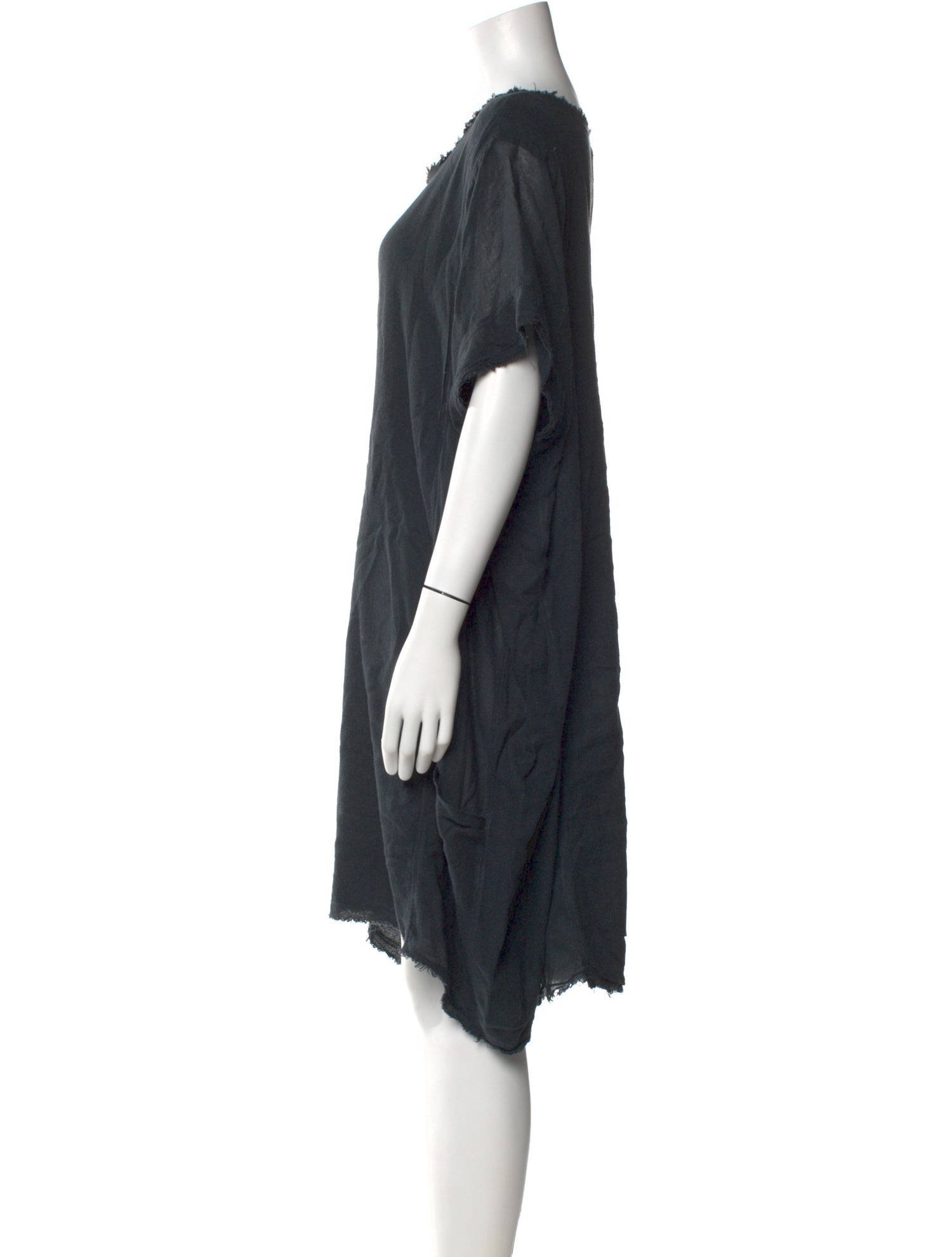 Black Crane Linen Mini Dress