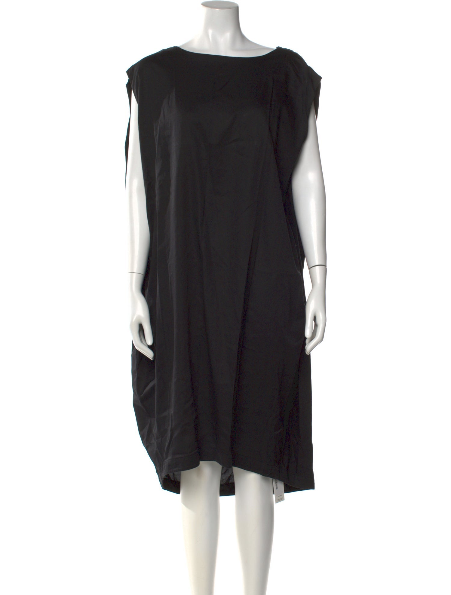 Black Crane Bateau Neckline Midi Length Dress