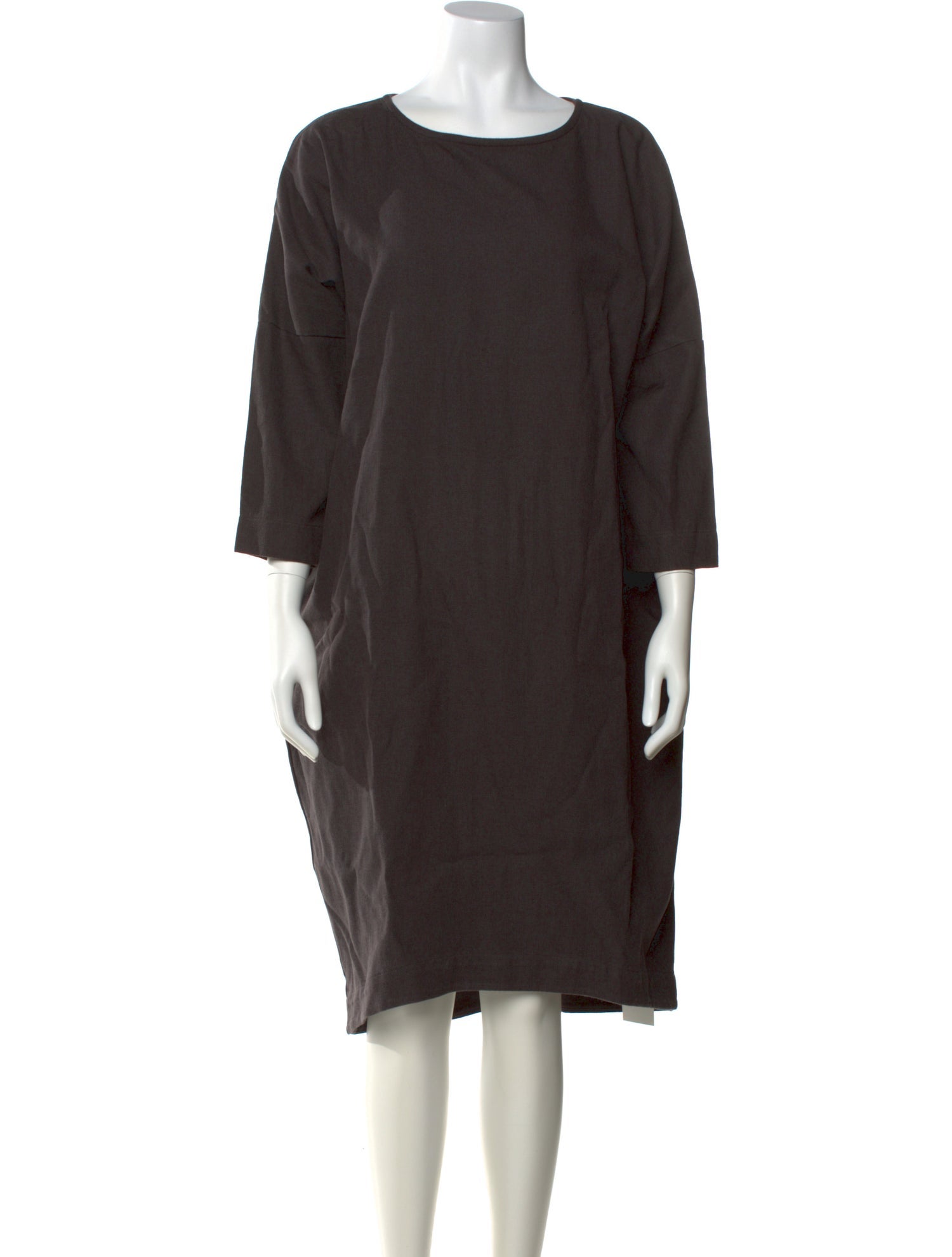 Black Crane Bateau Neckline Midi Length Dress