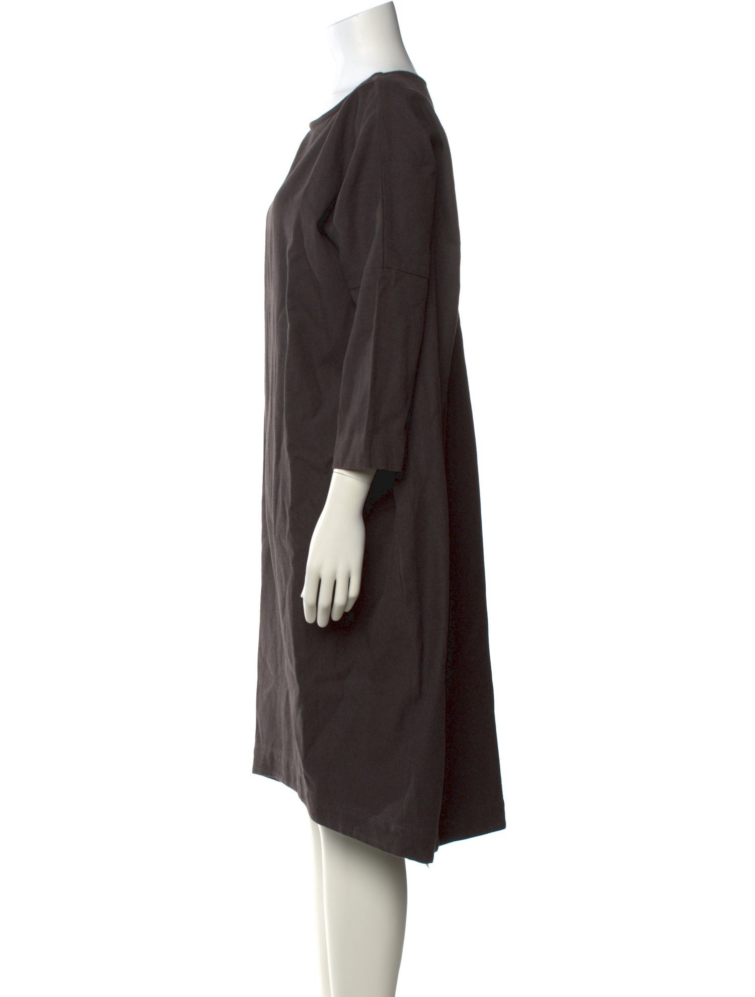 Black Crane Bateau Neckline Midi Length Dress