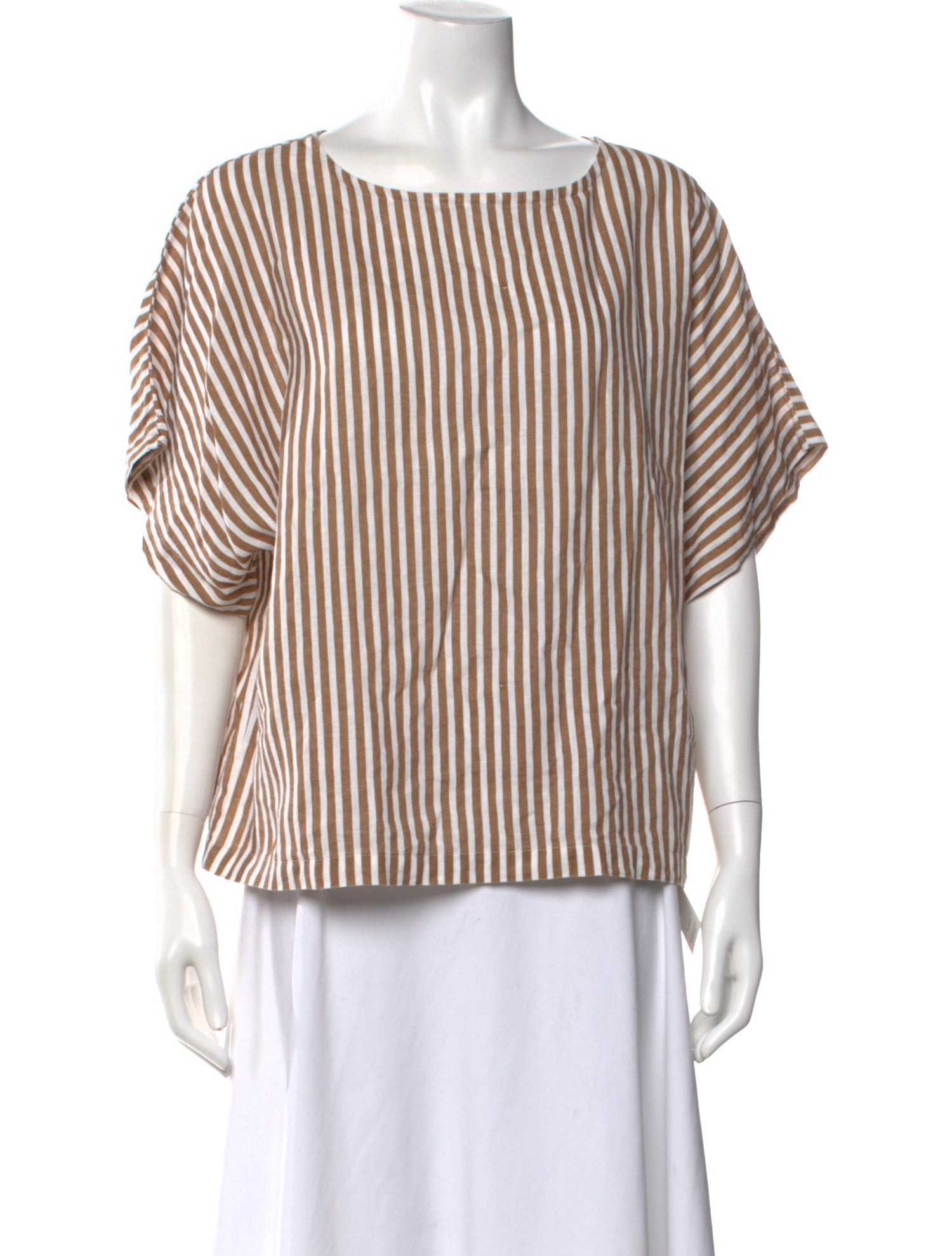 Black Crane Linen Striped Top