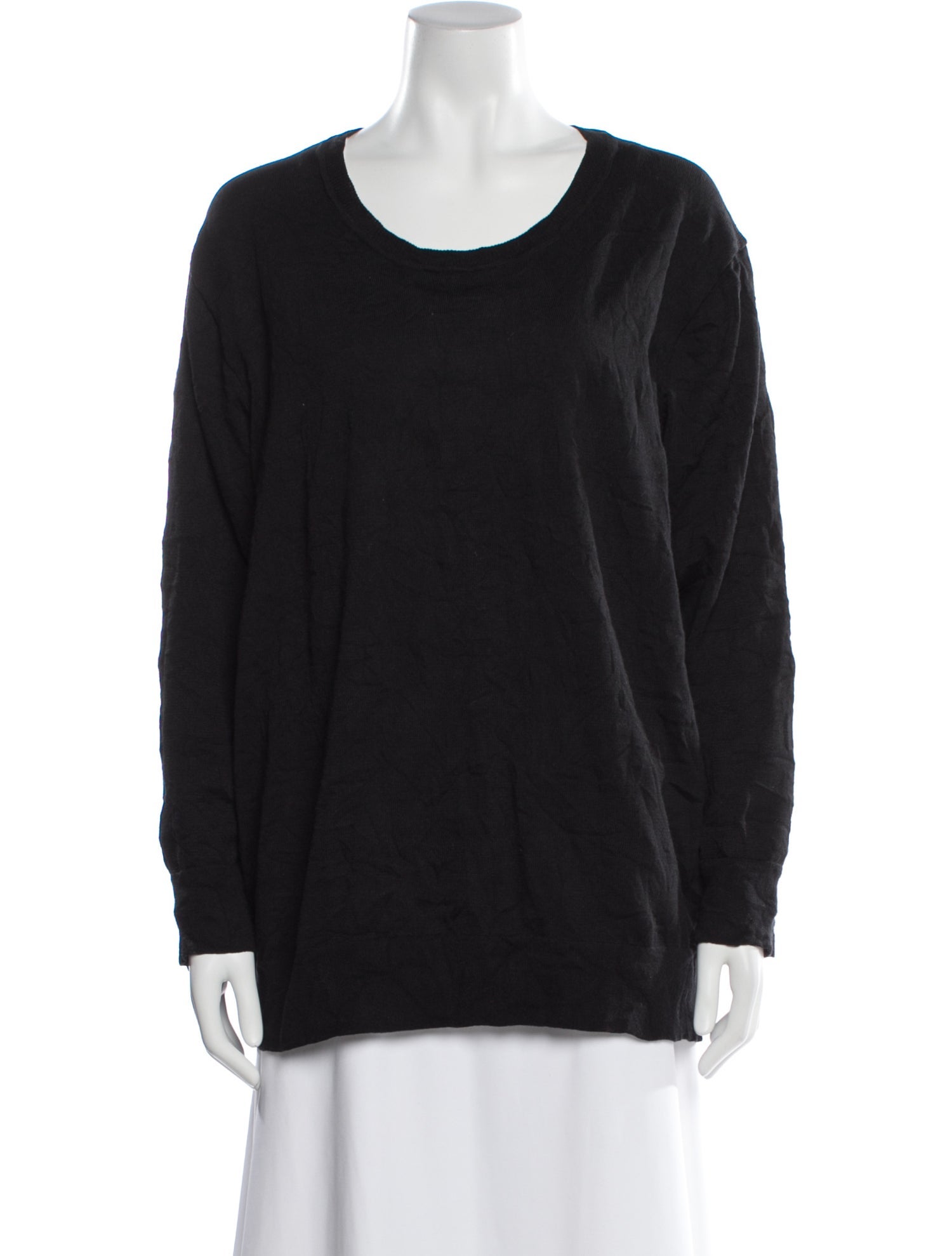 Black Crane Scoop Neck Sweater
