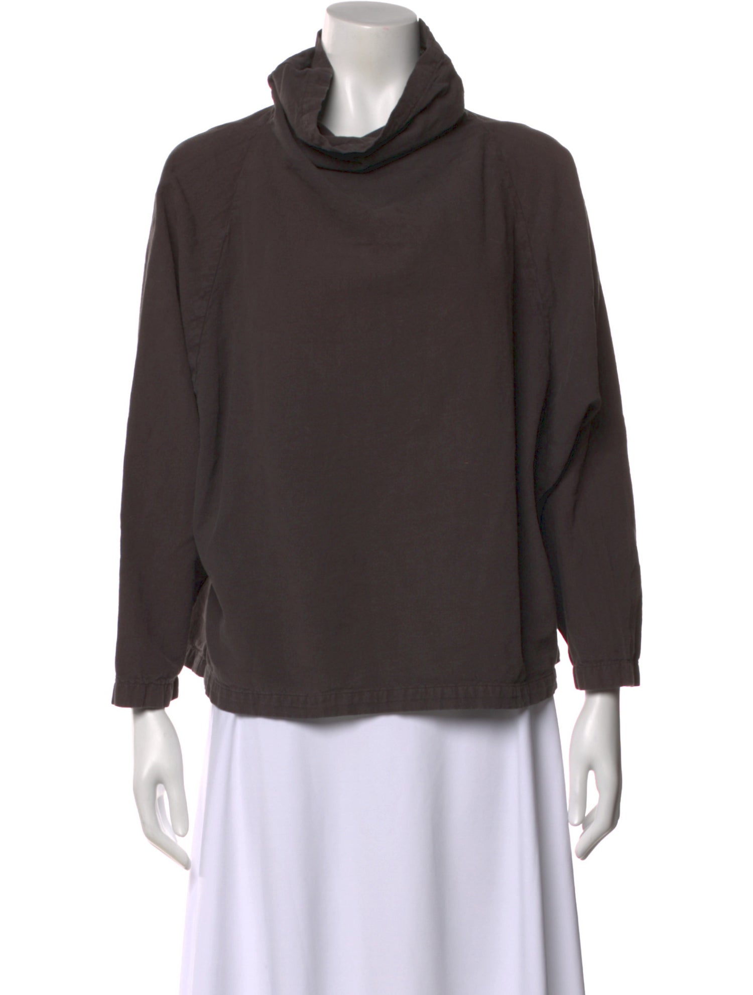 Black Crane Turtleneck Long Sleeve Top