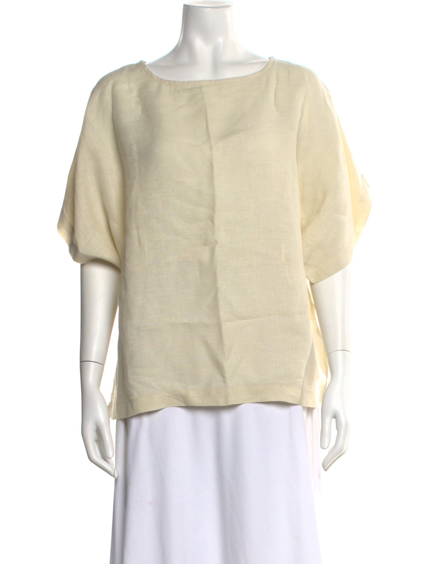 Black Crane Linen Bateau Neckline Top