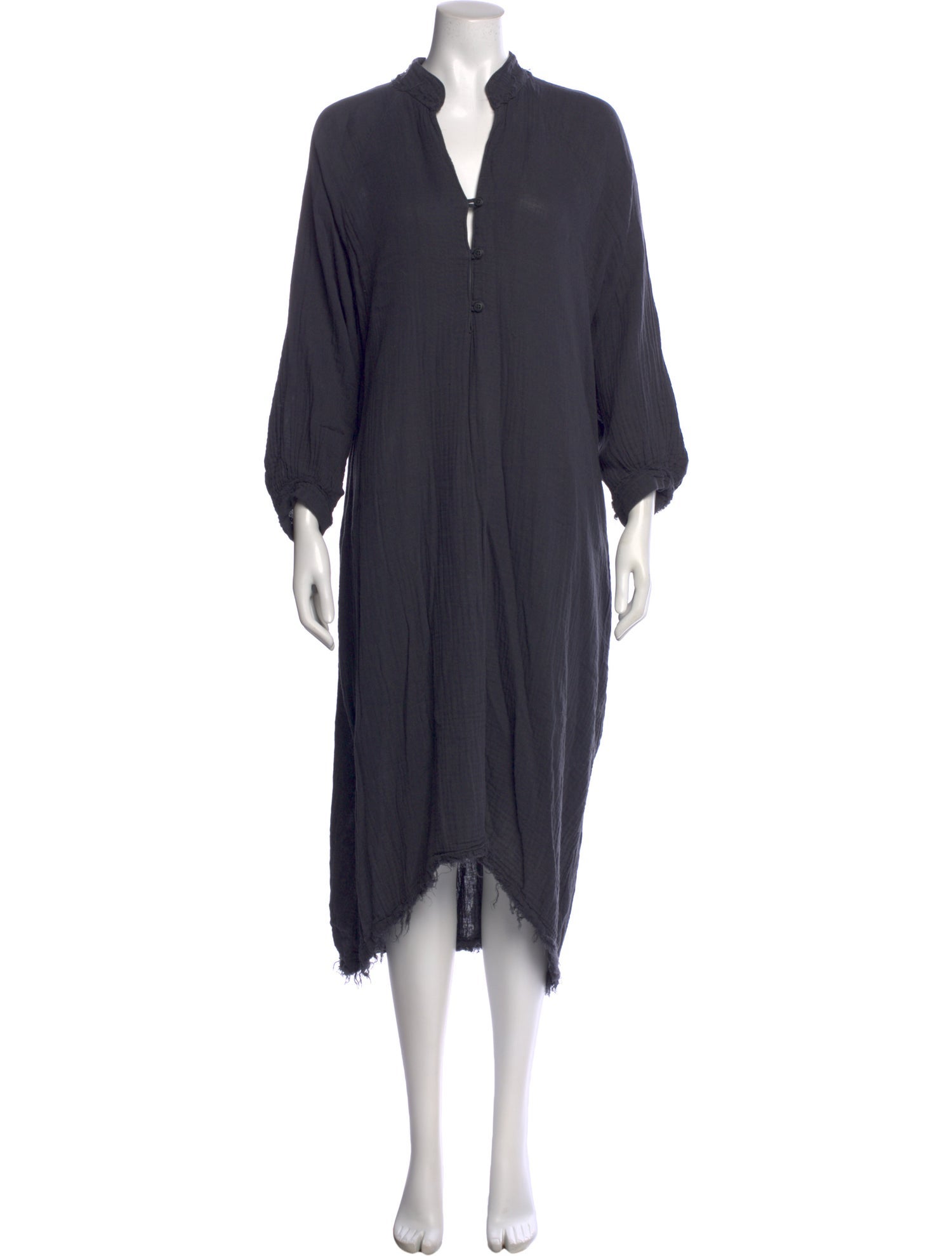 Black Crane V-Neck Long Dress