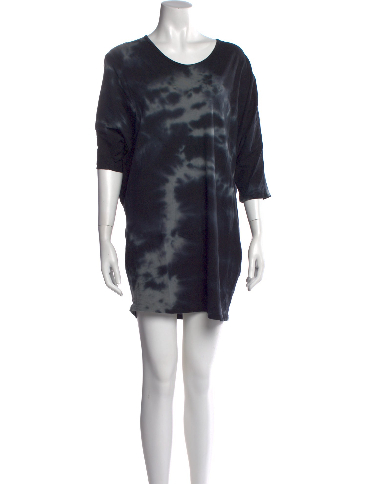 Black Crane Tie-Dye Print Mini Dress