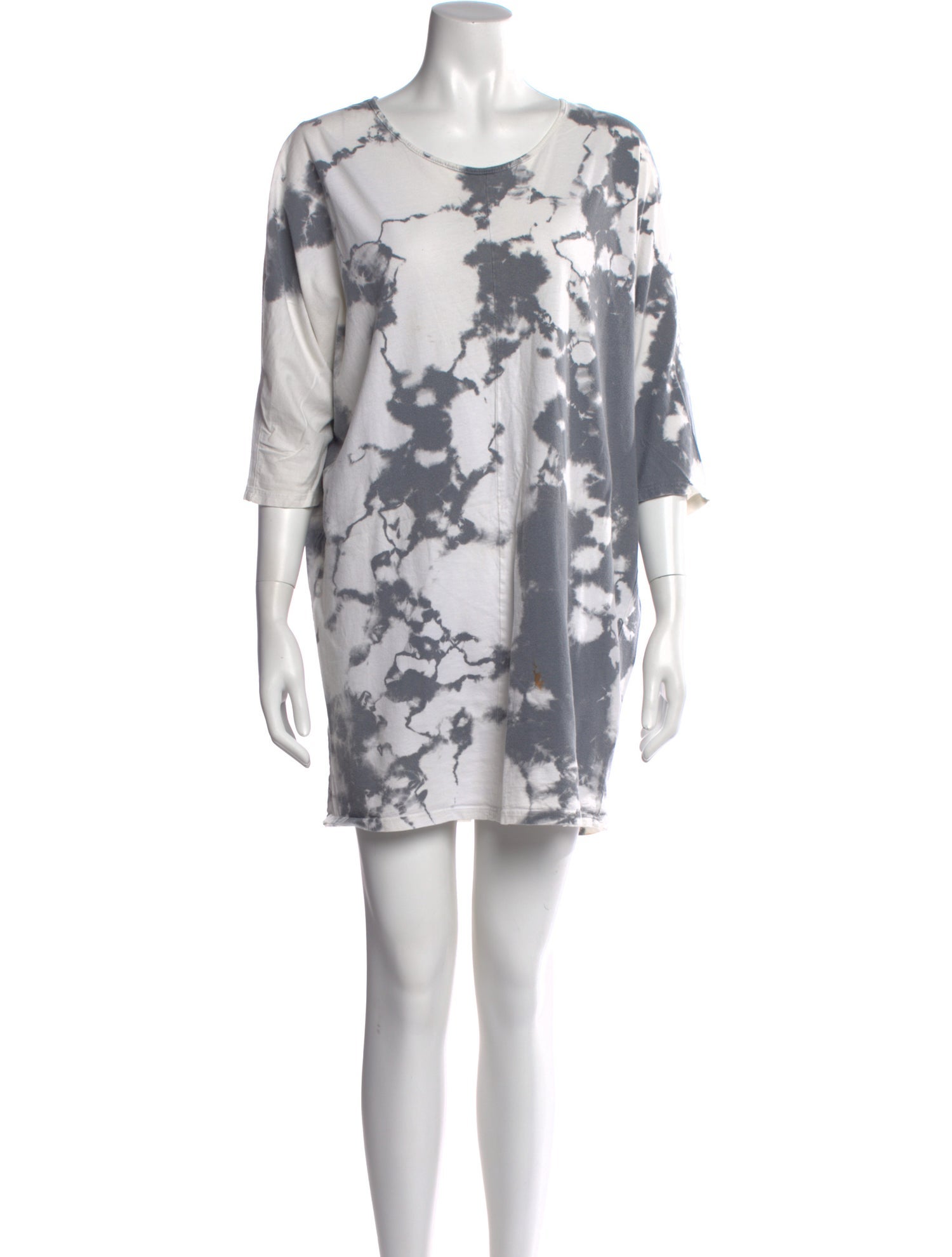 Black Crane Tie-Dye Print Crew Neck T-Shirt