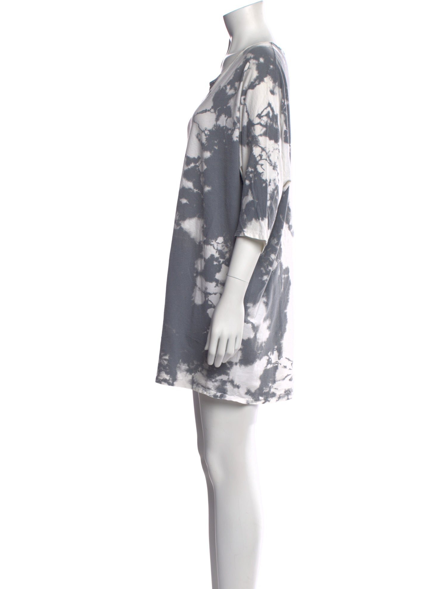 Black Crane Tie-Dye Print Crew Neck T-Shirt