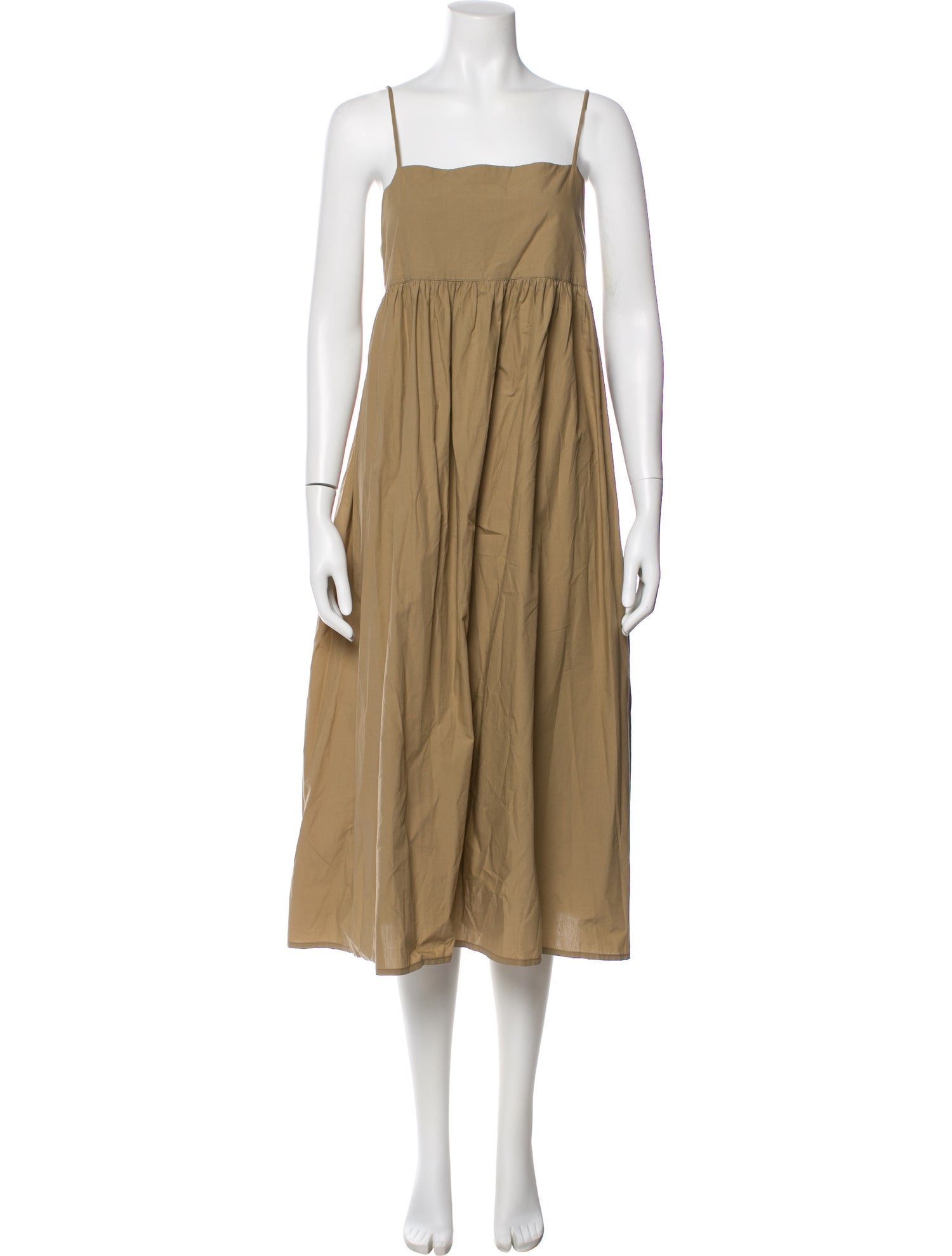 Black Crane Square Neckline Midi Length Dress