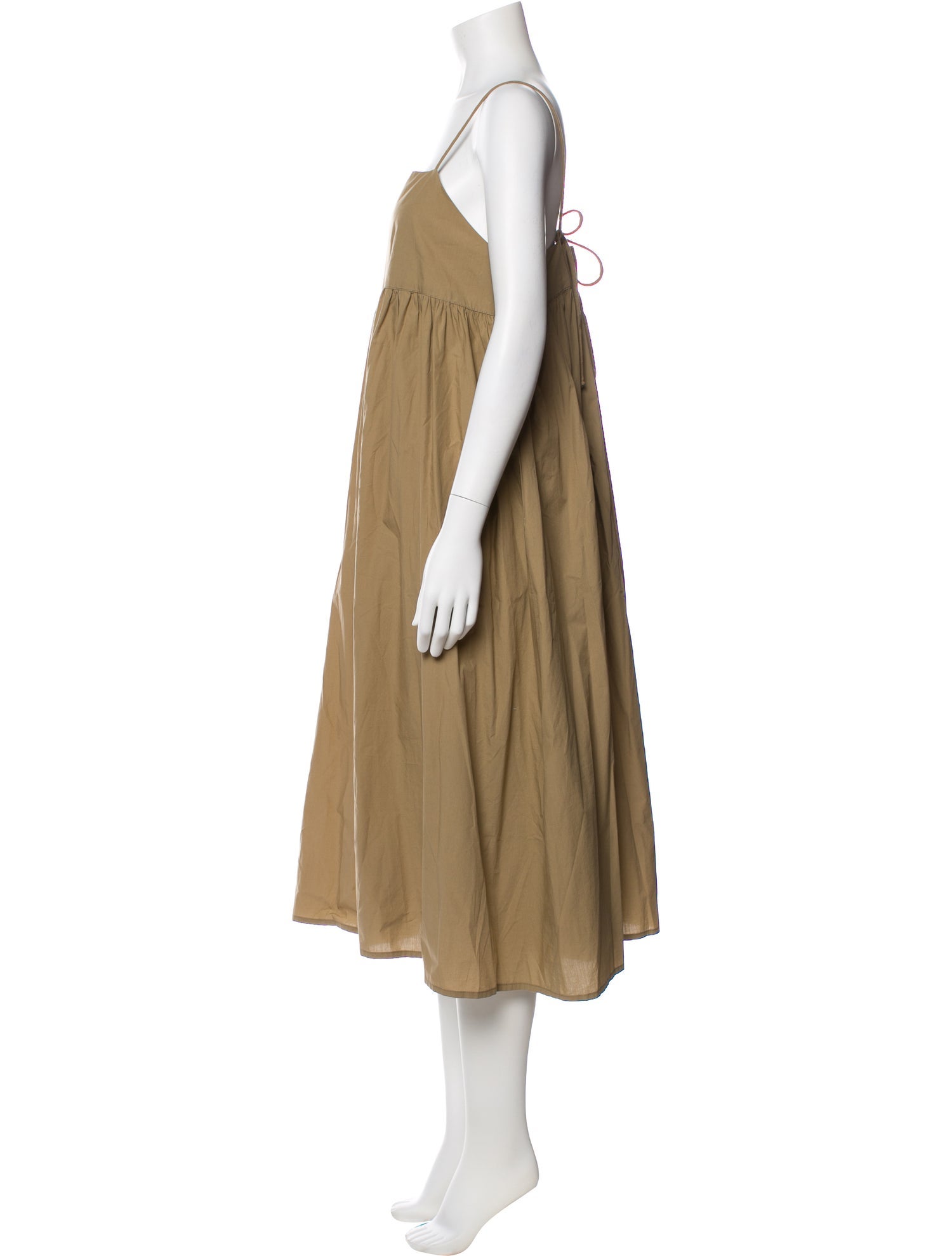 Black Crane Square Neckline Midi Length Dress