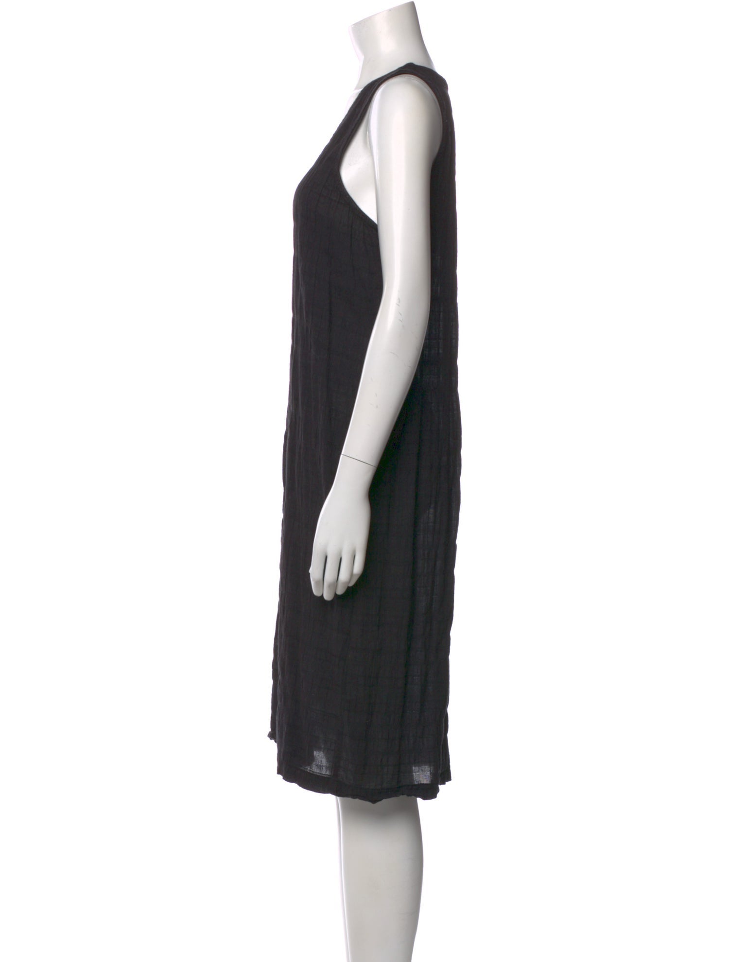Black Crane Scoop Neck Knee-Length Dress