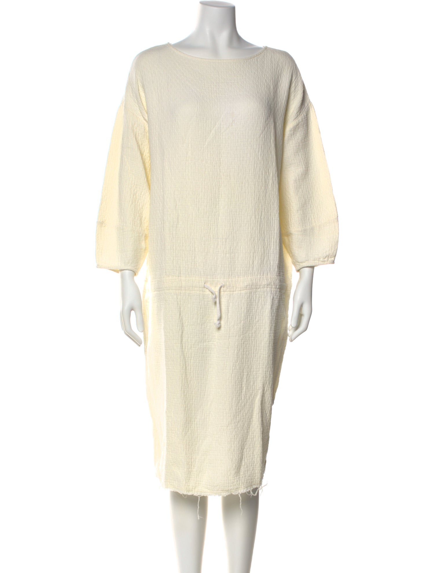 Black Crane Bateau Neckline Midi Length Dress