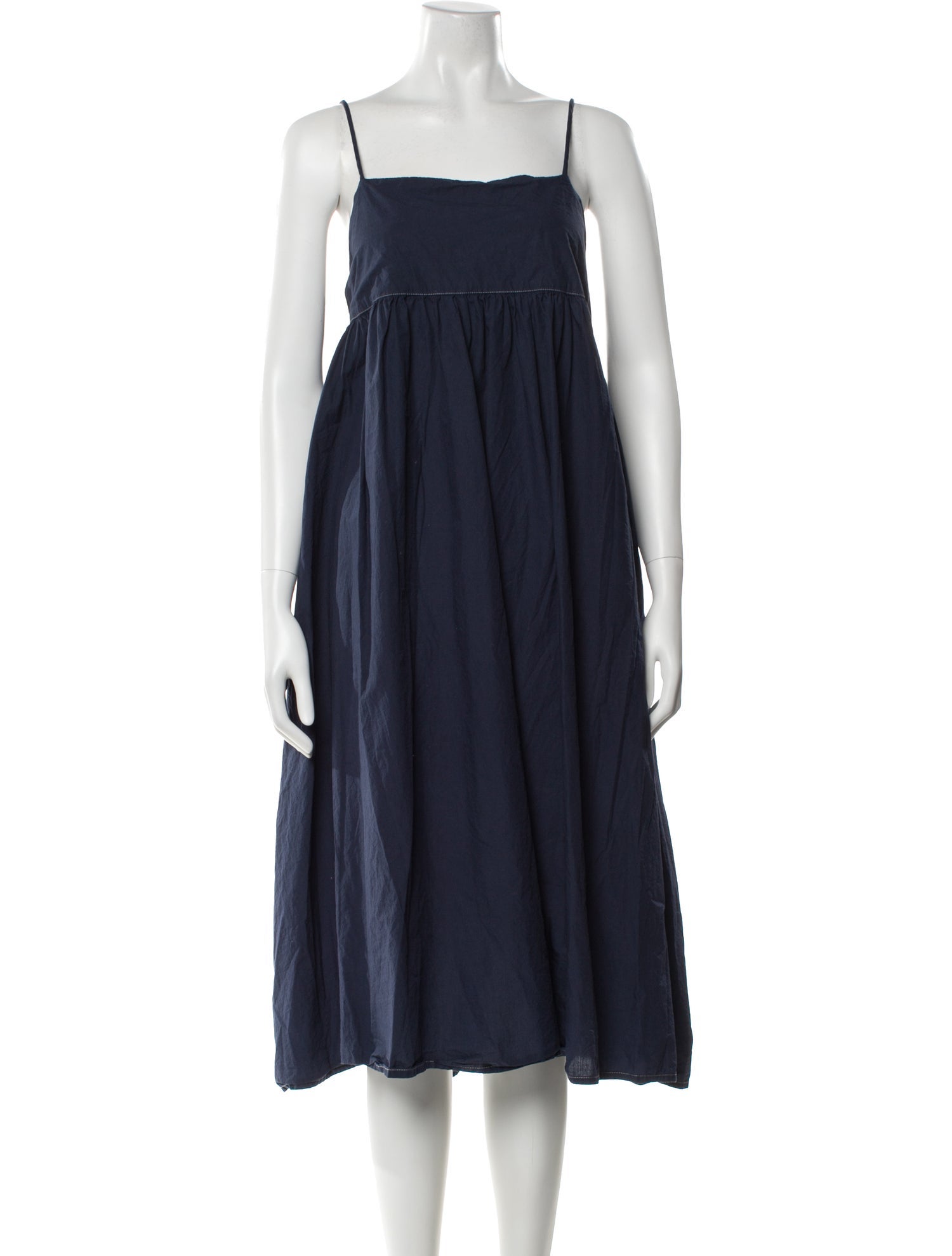 Black Crane Square Neckline Midi Length Dress