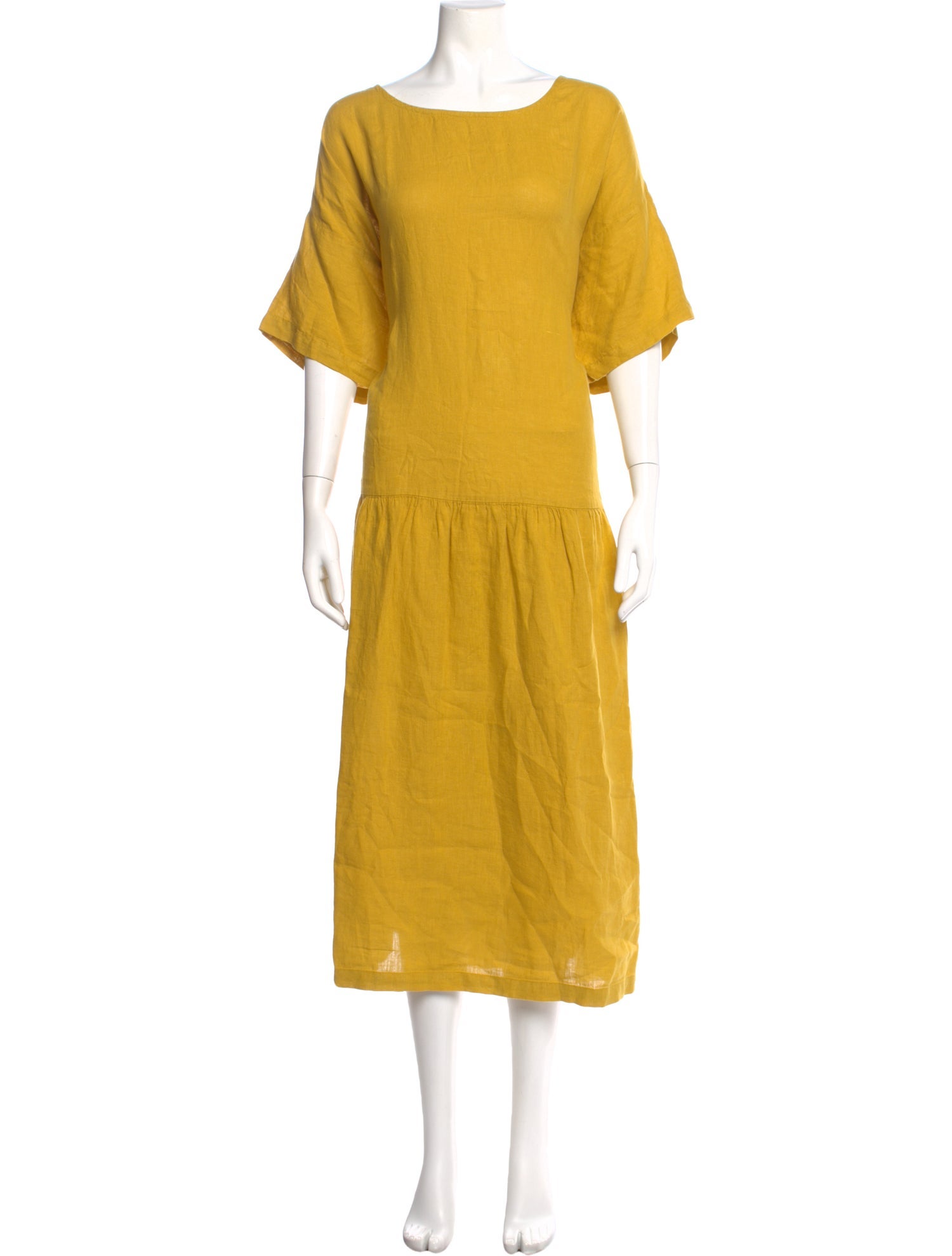 Black Crane Linen Long Dress