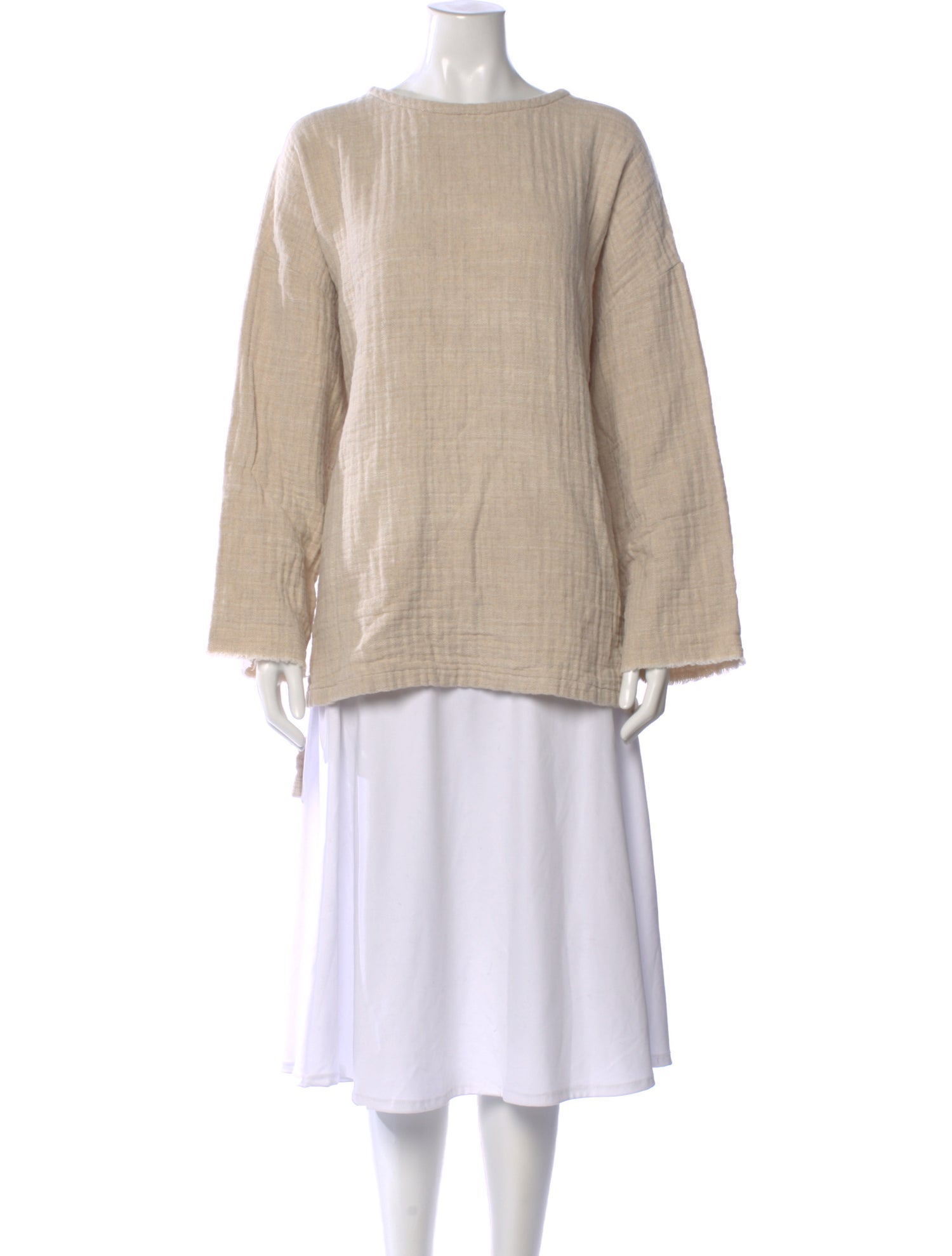 Black Crane Bateau Neckline Long Sleeve Top