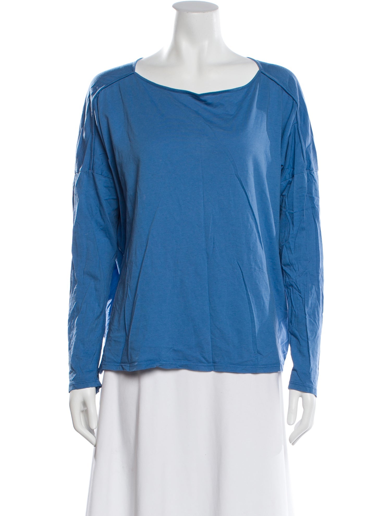 Black Crane Bateau Neckline Long Sleeve Top