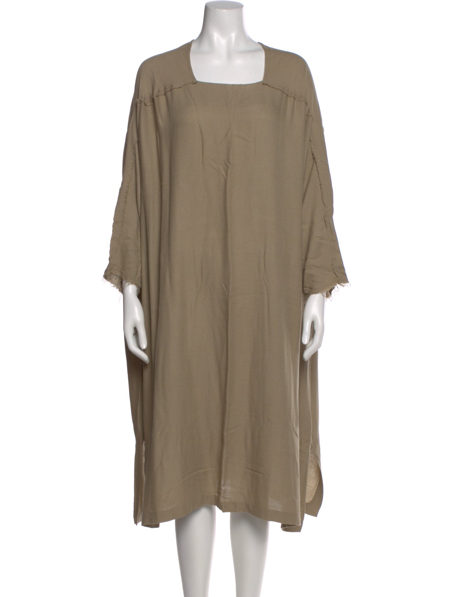 Black Crane Square Neckline Midi Length Dress