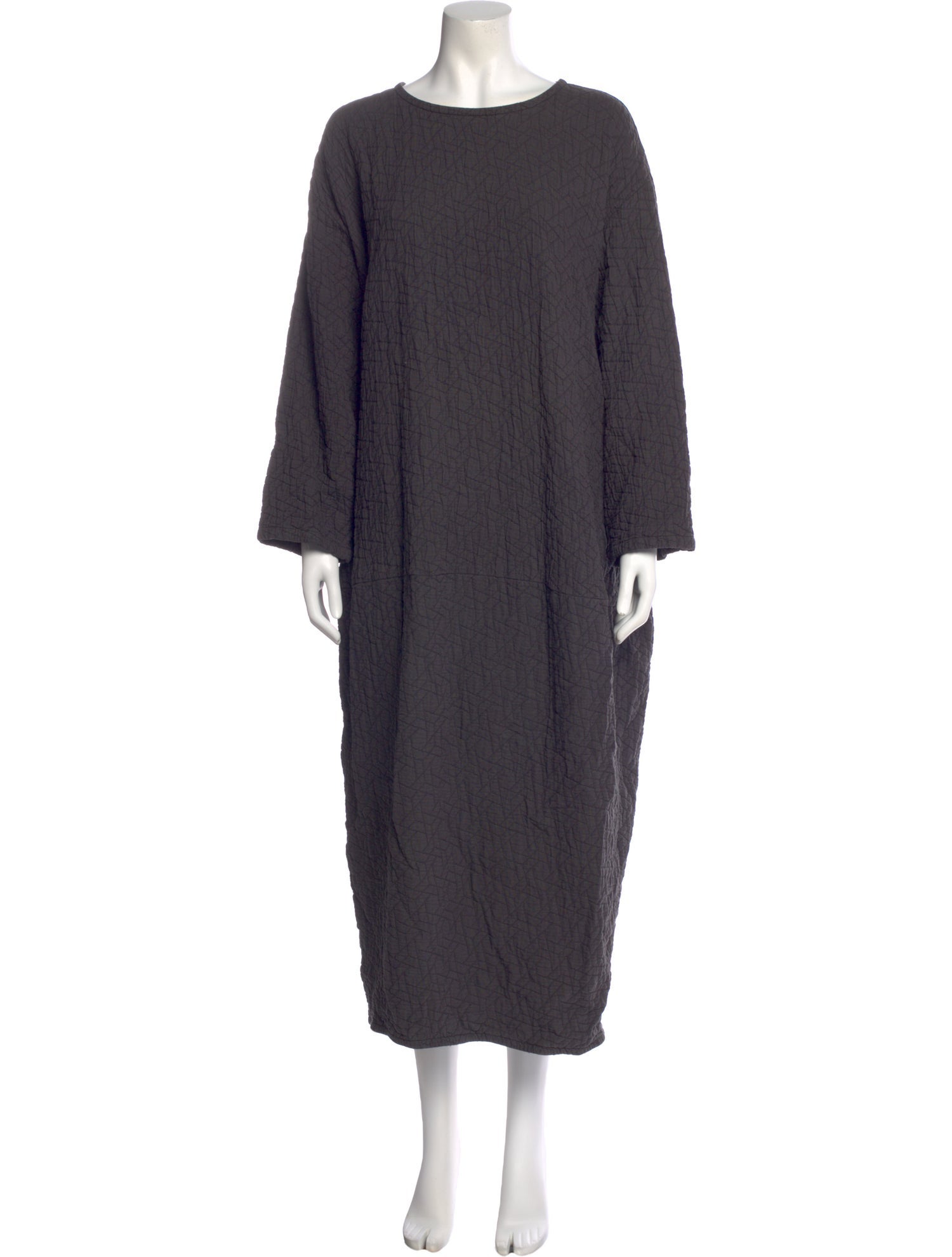 Black Crane Scoop Neck Long Dress