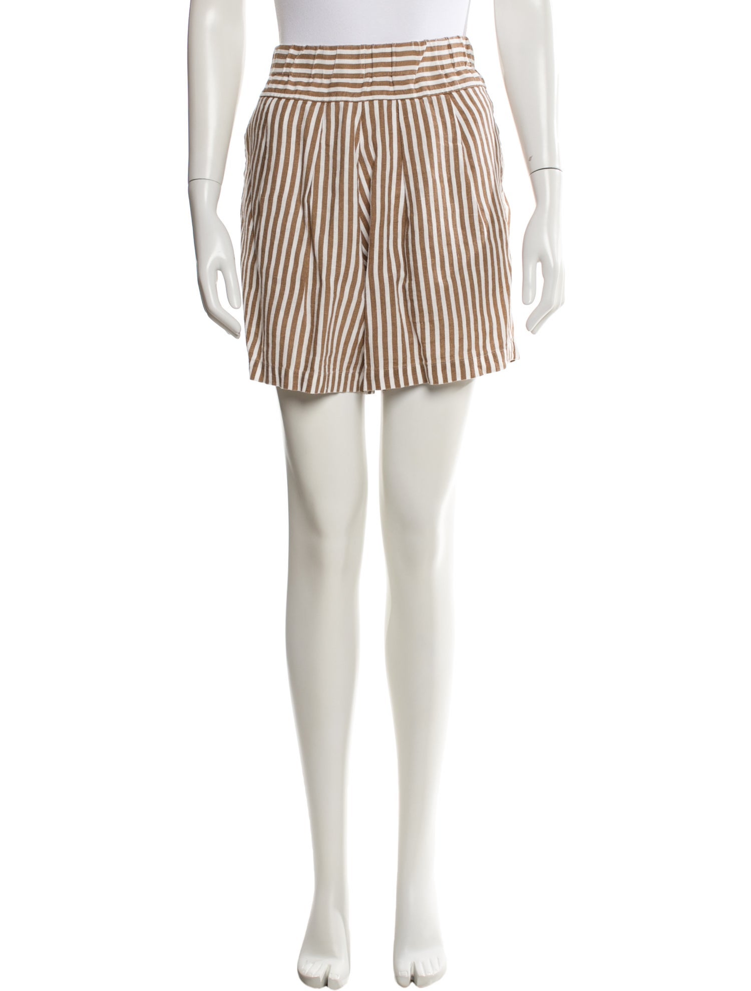 Black Crane Linen Knee-Length Shorts