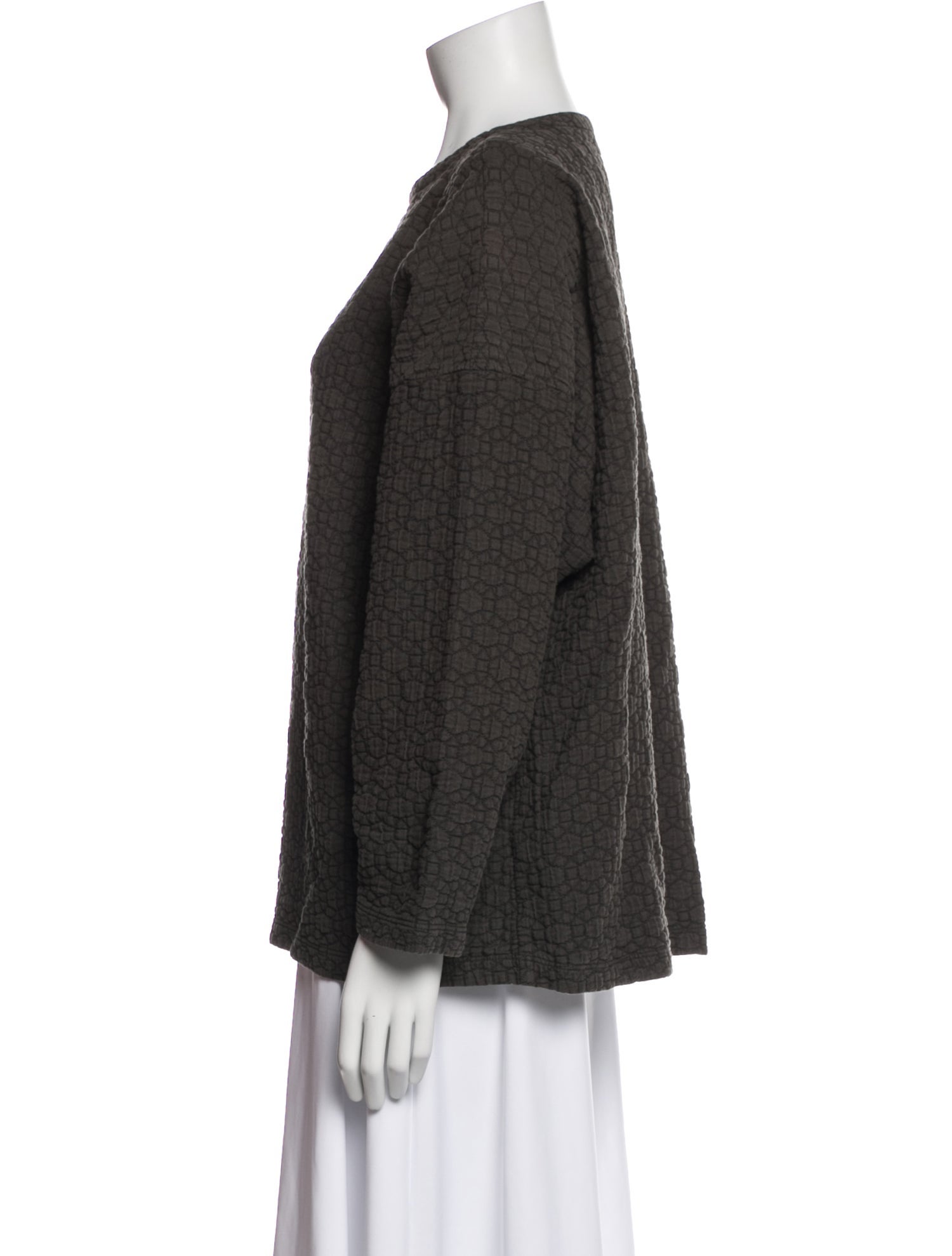 Black Crane Patterned Bateau Neckline Top