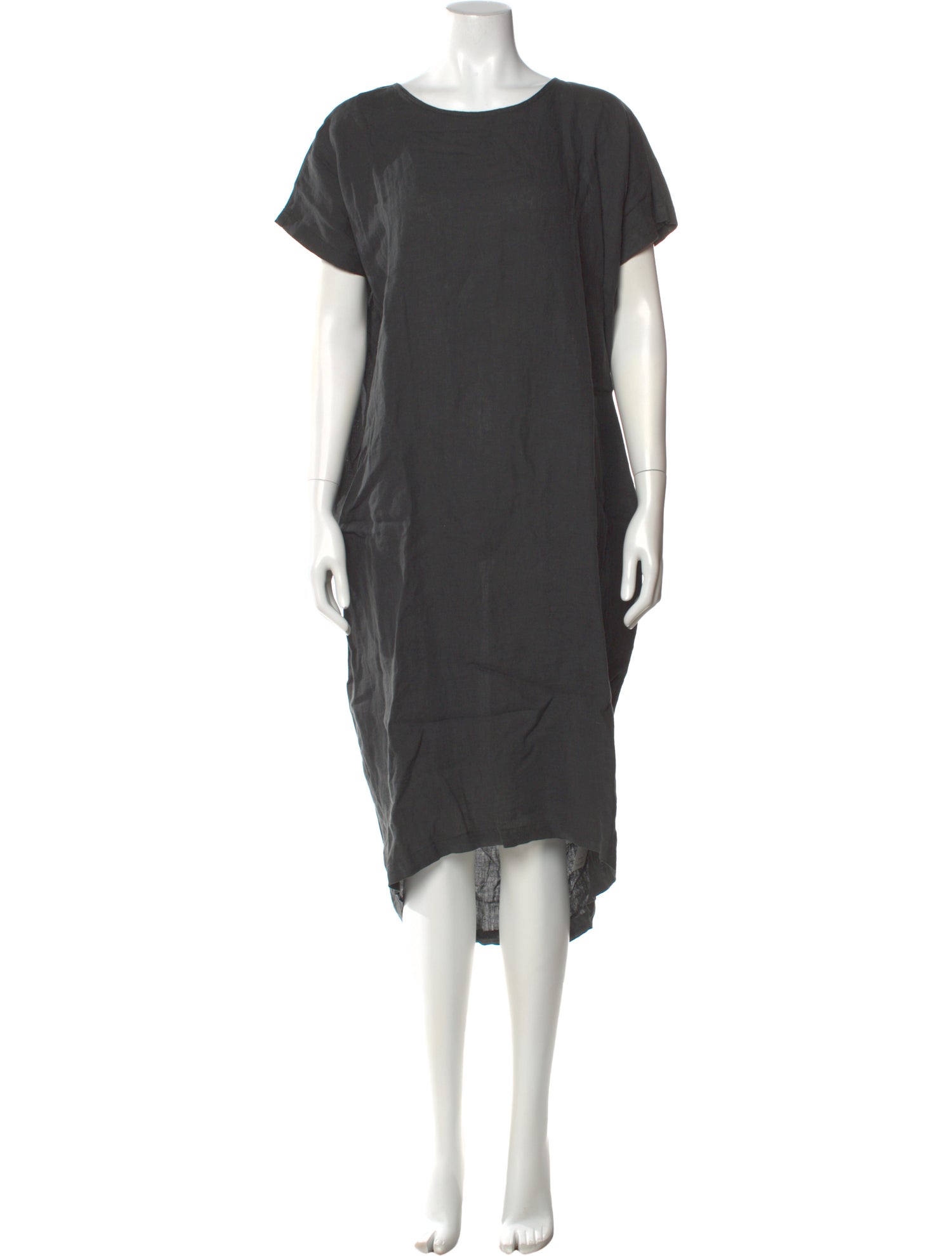 Black Crane Linen Long Dress