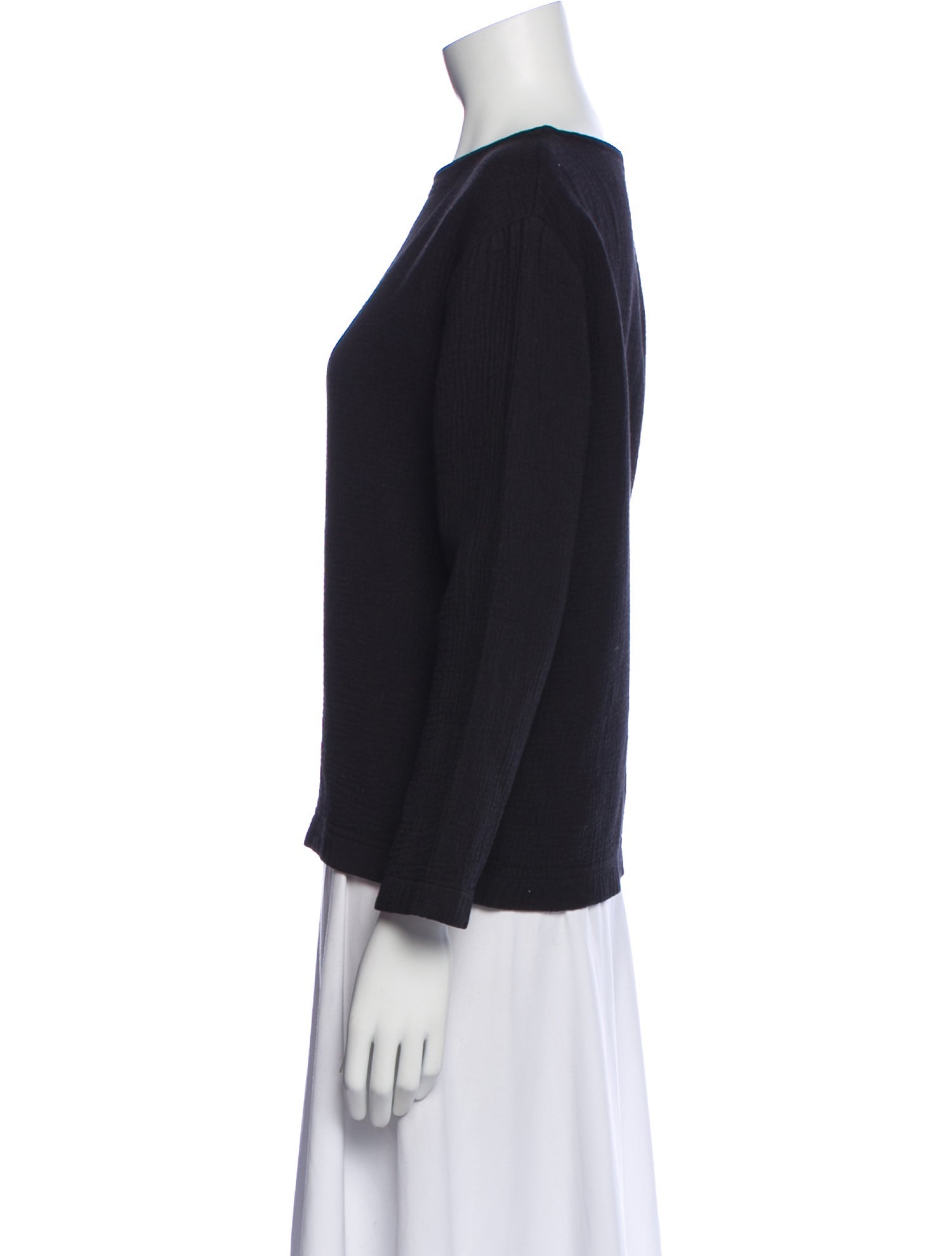 Black Crane Crew Neck Three-Quarter Sleeve Top