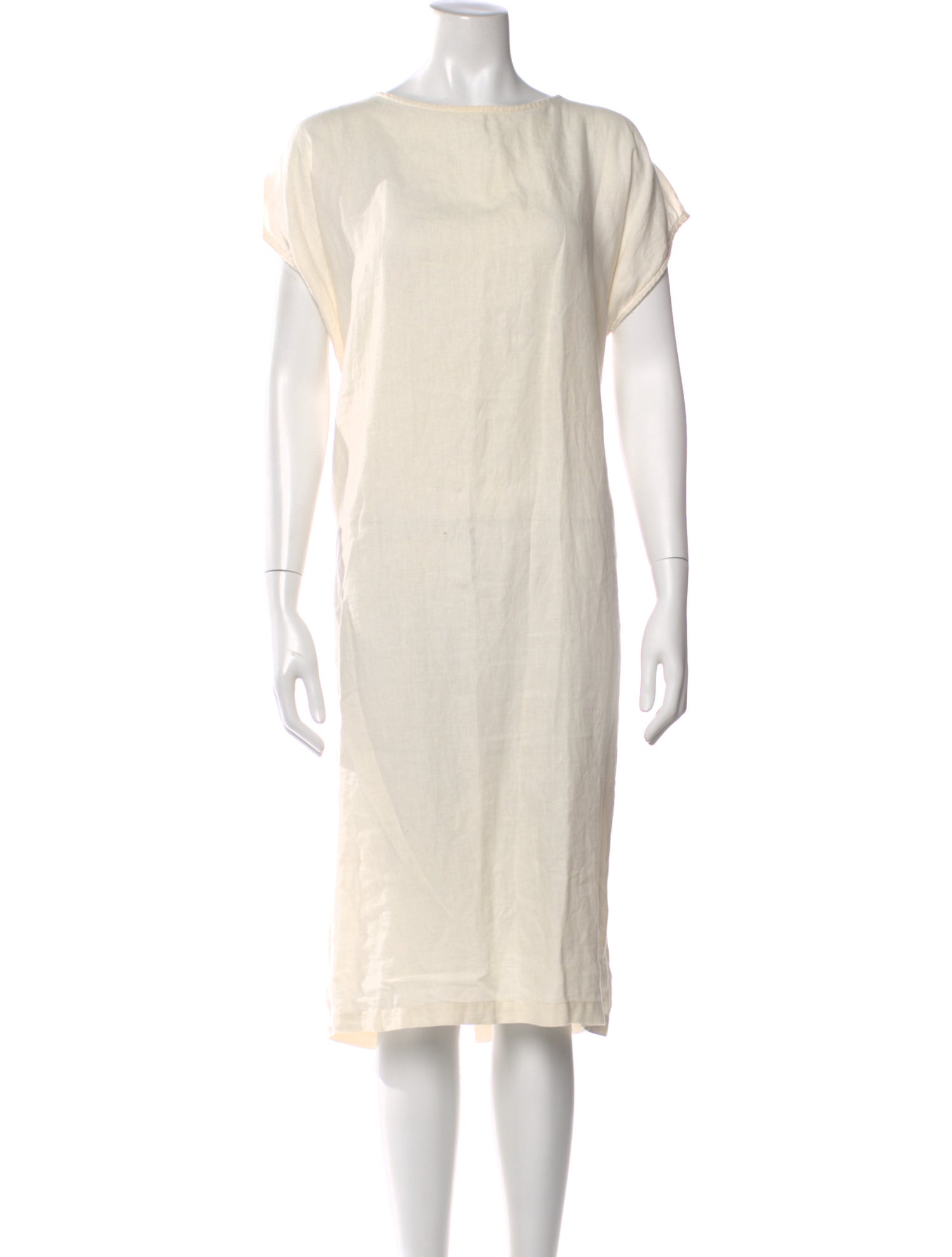Black Crane Linen Midi Length Dress